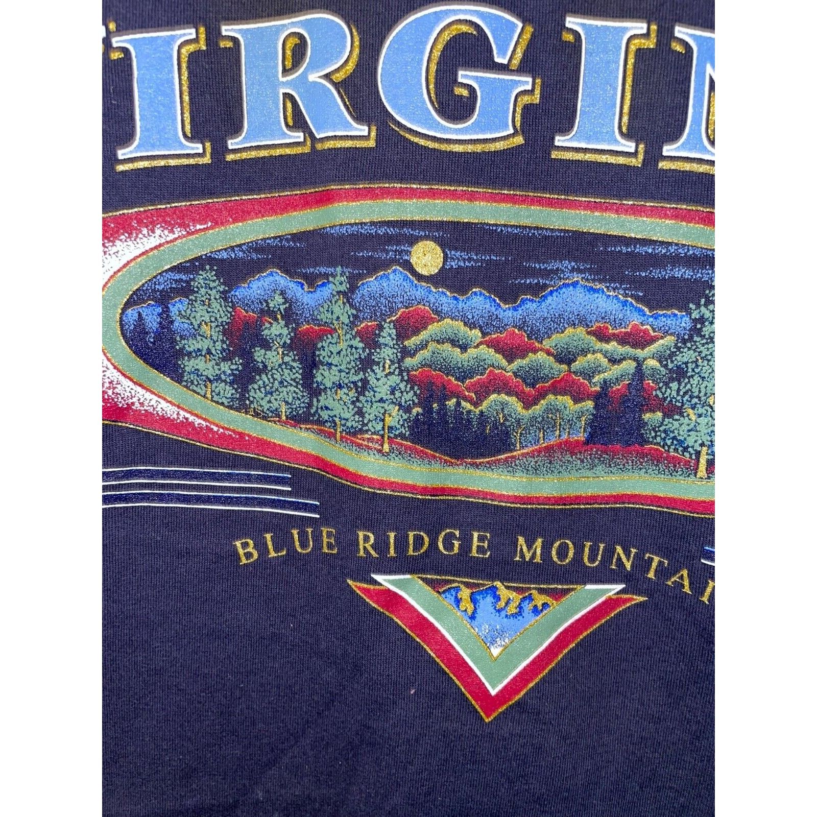 Jerzees Vintage Virginia Shirt Blue Ridge Blue Graphic Tee 90s VTG L Size US L / EU 52-54 / 3 - 3 Thumbnail