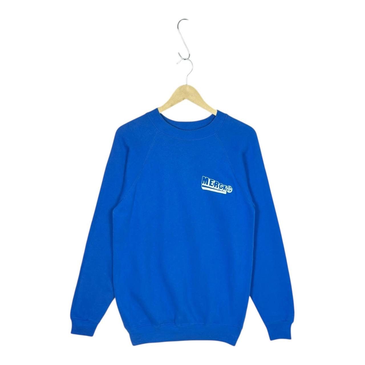 Vintage Vintage 90s Hanes Merck Pharma Promo Sweatshirt Blue M Size US M / EU 48-50 / 2 - 1 Thumbnail