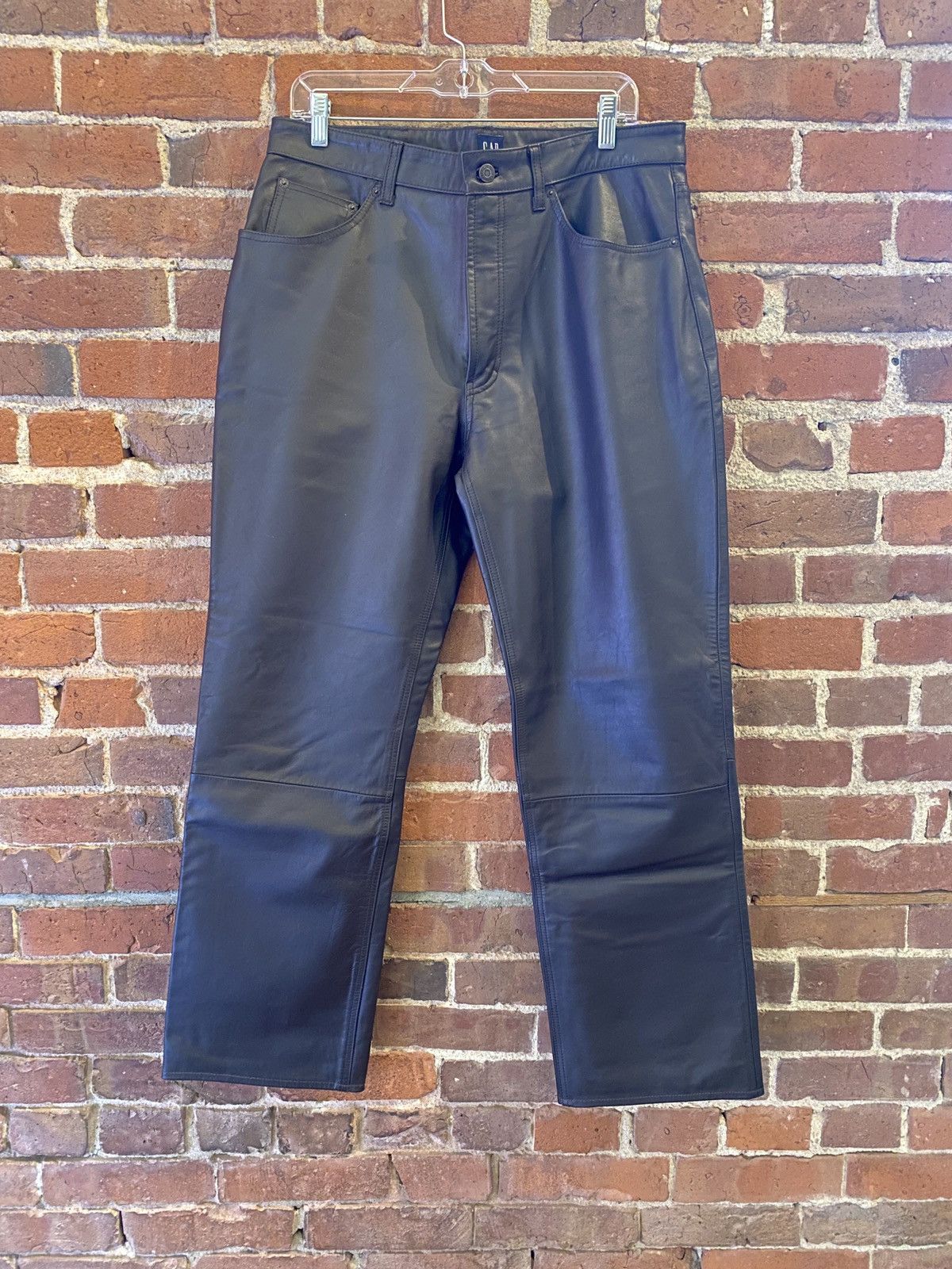 Gap × Vintage Vintage GAP brown leather pants Size US 34 / EU 50 - 1 Thumbnail