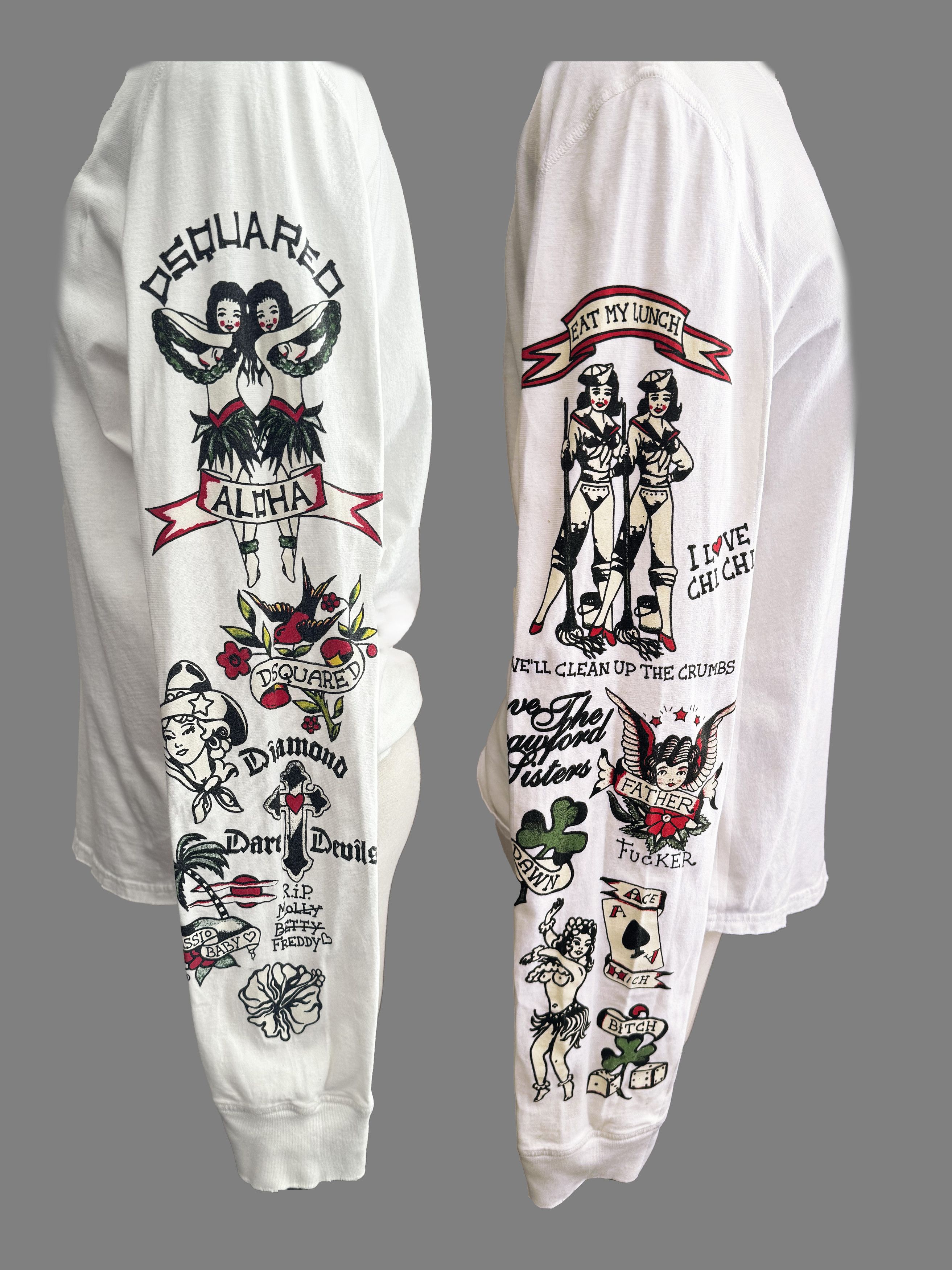 Dsquared2 Dsquared2 Long Sleeve Tattoo Tee mens L Size US L / EU 52-54 / 3 - 3 Thumbnail