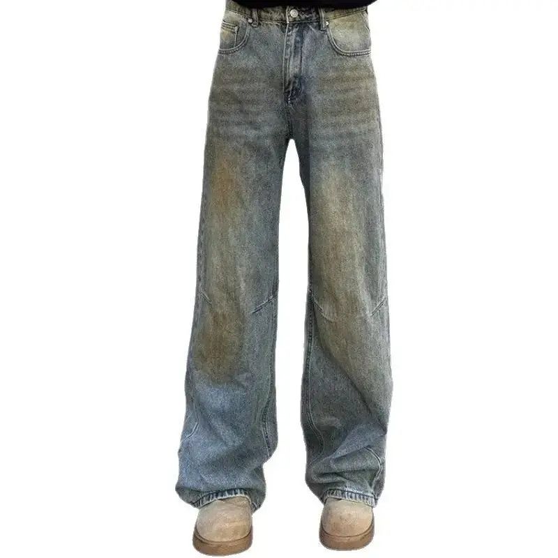 Japanese Brand Retro loose straight leg dirty dyed jeans Size US 32 / EU 48 - 5 Thumbnail