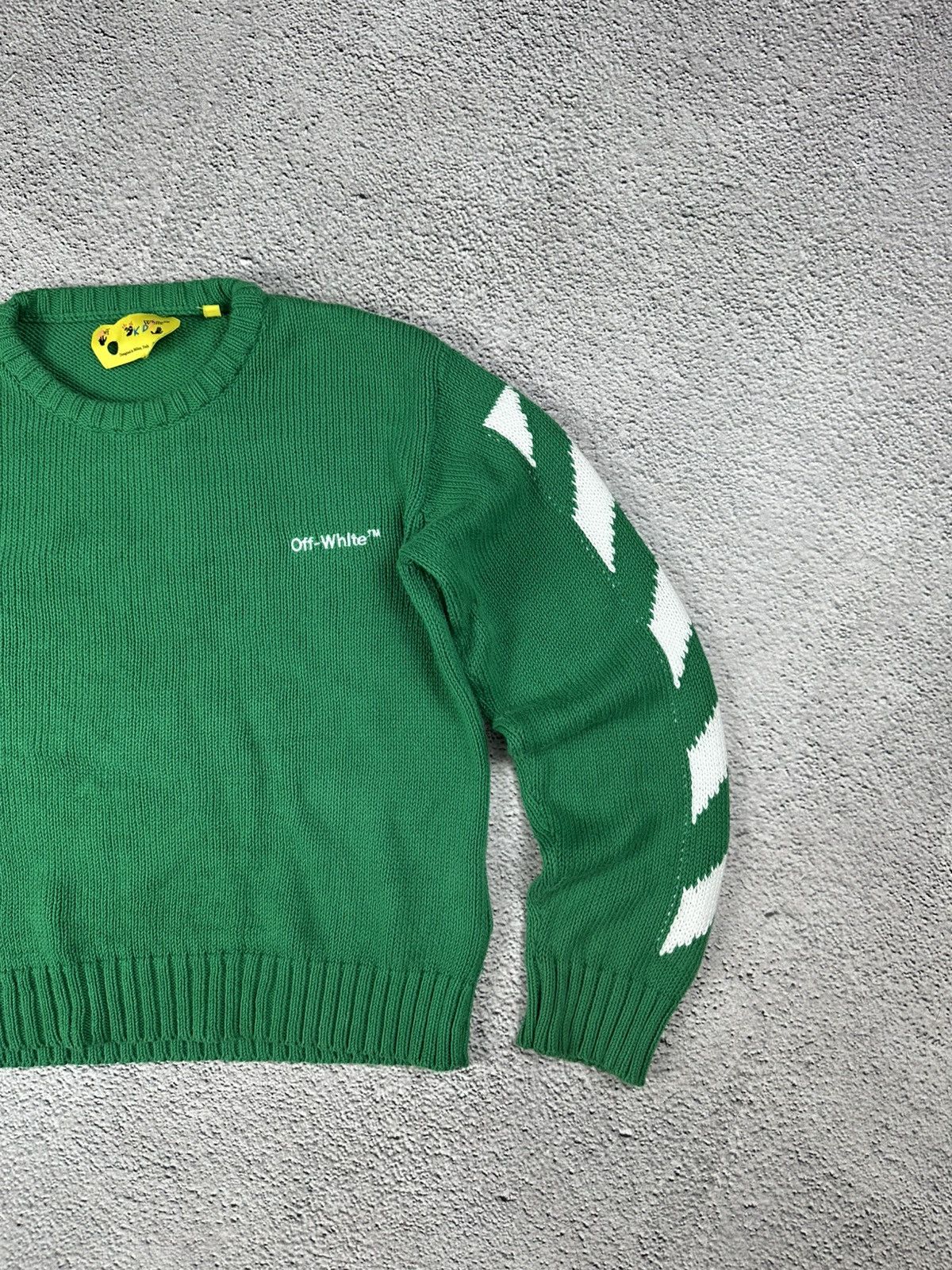 Off-White Off-White Kids Green Helvetica Sweater Y2K Size US XS / EU 42 / 0 - 4 Thumbnail