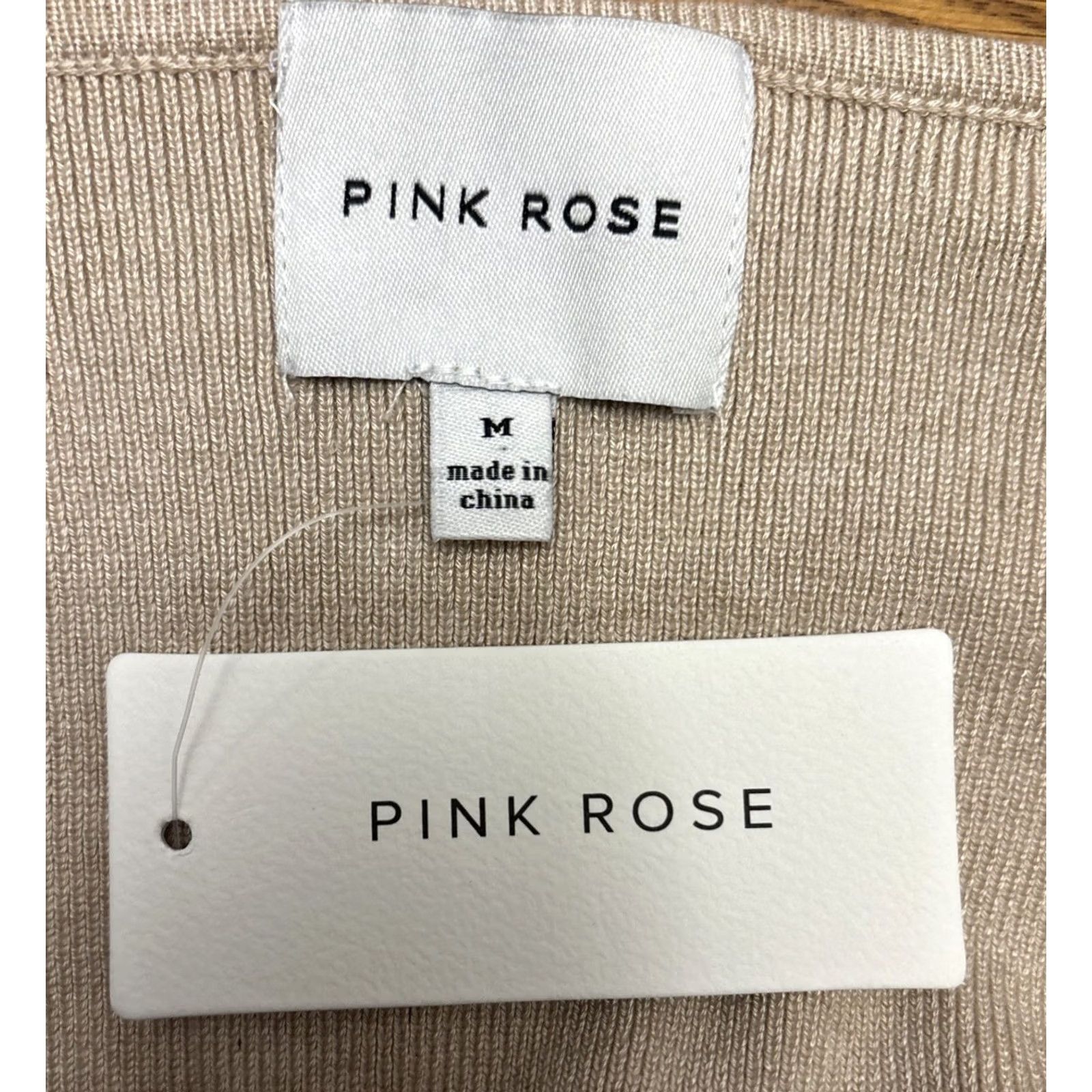 Vintage Pink Rose Sweater Pullover Womens Slim L/S Beige Heather Oatmeal Knit Top M/L 1165 NWT Size M / US 6-8 / IT 42-44 - 5 Thumbnail