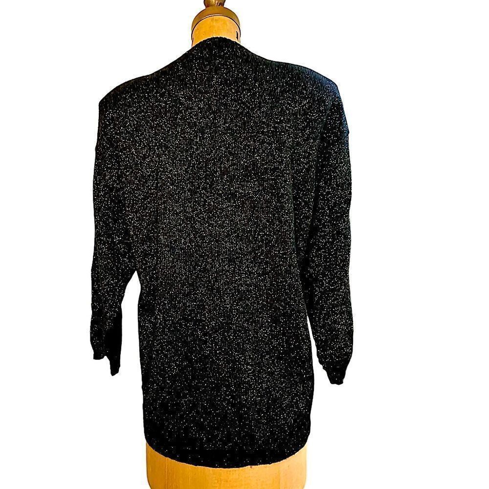 Vintage Vintage 80s Carducci Black Lambswool cardigan with gold and Size M / US 6-8 / IT 42-44 - 2 Thumbnail