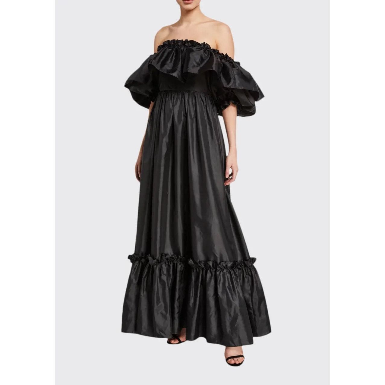 LoveShackFancy LoveShackFancy Tara Ruffle-trim Taffeta Dress black size 2 Size XS / US 0-2 / IT 36-38 - 10 Thumbnail