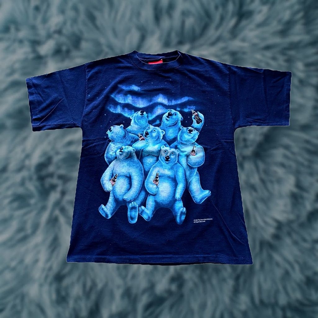 Vintage VINTAGE Coca-Cola Polar Bear Shirt 90s Graphic Print Crew Neck Short Sleeve Navy Blue M Mens Size US M / EU 48-50 / 2 - 1 Thumbnail