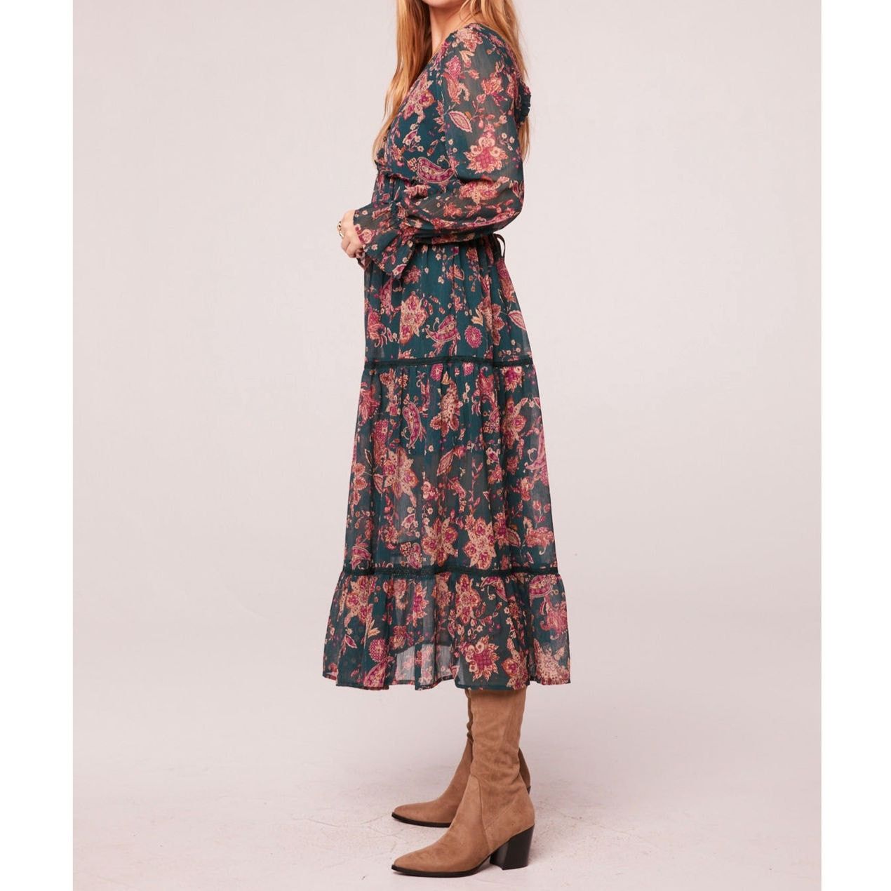 Other NWT Band of the Free Empire Midi Dress M 8-10 Pine Paisley Size M / US 6-8 / IT 42-44 - 3 Thumbnail