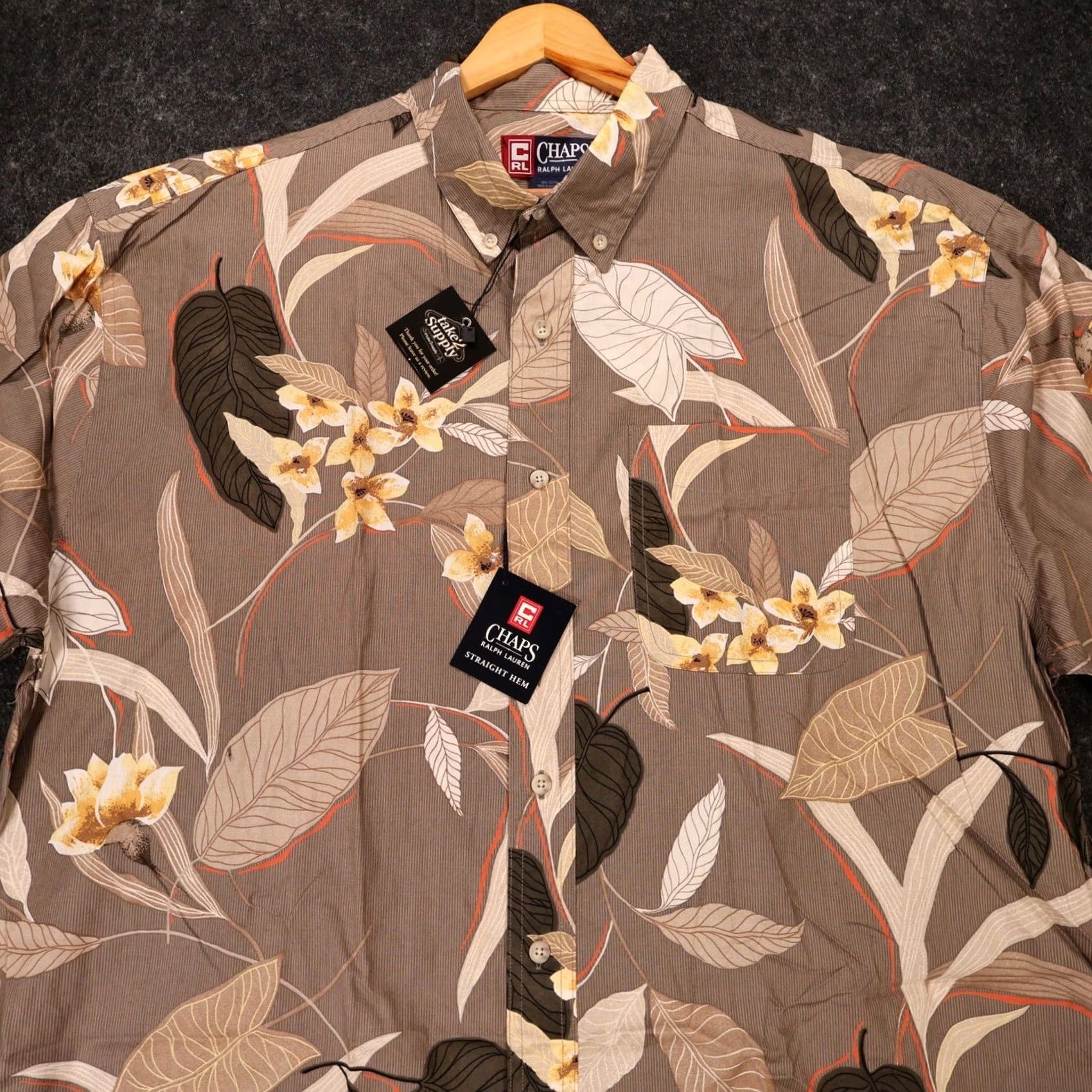 Ralph Lauren VINTAGE Chaps Ralph Lauren Shirt Mens XL Brown Floral Tropical Button Down Size US XL / EU 56 / 4 - 3 Thumbnail