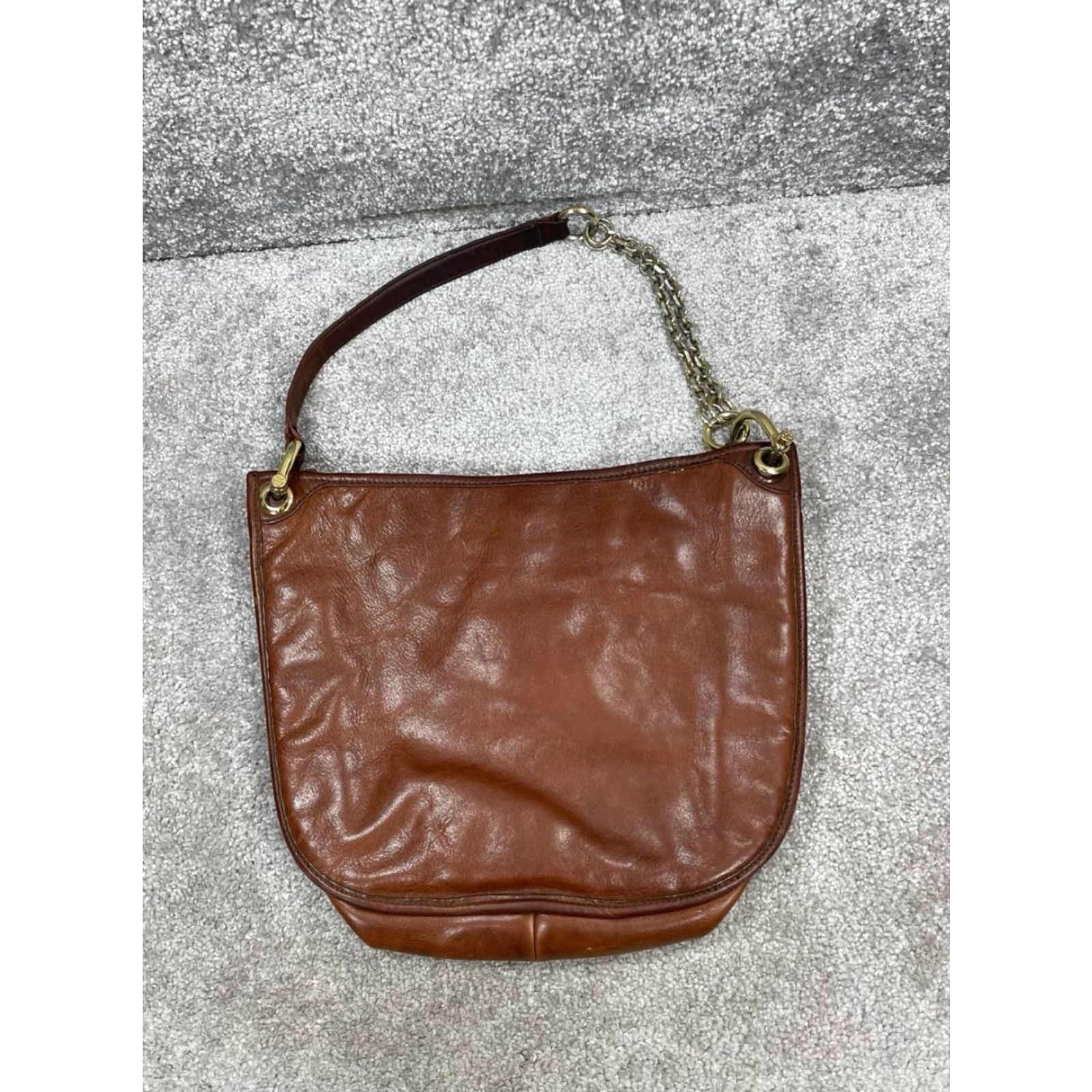 Tory Burch VINTAGE Tory Burch Bags Womens Brown Leather Inner Zipper Pocket Chain Strap Shoulder Size ONE SIZE - 3 Thumbnail