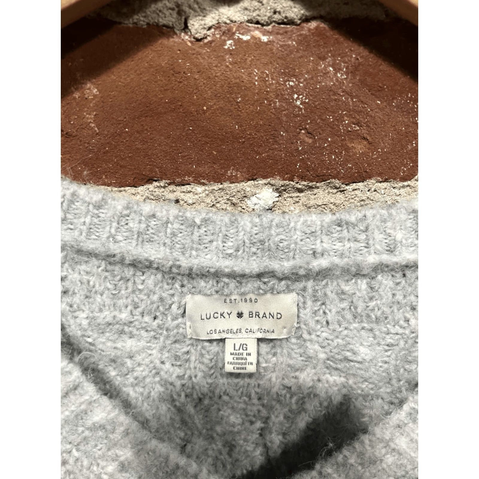 Lucky Brand Lucky Brand Womens Gray Knit Long Sleeve Pullover Sweatshirt Size L Size L / US 10 / IT 46 - 3 Thumbnail