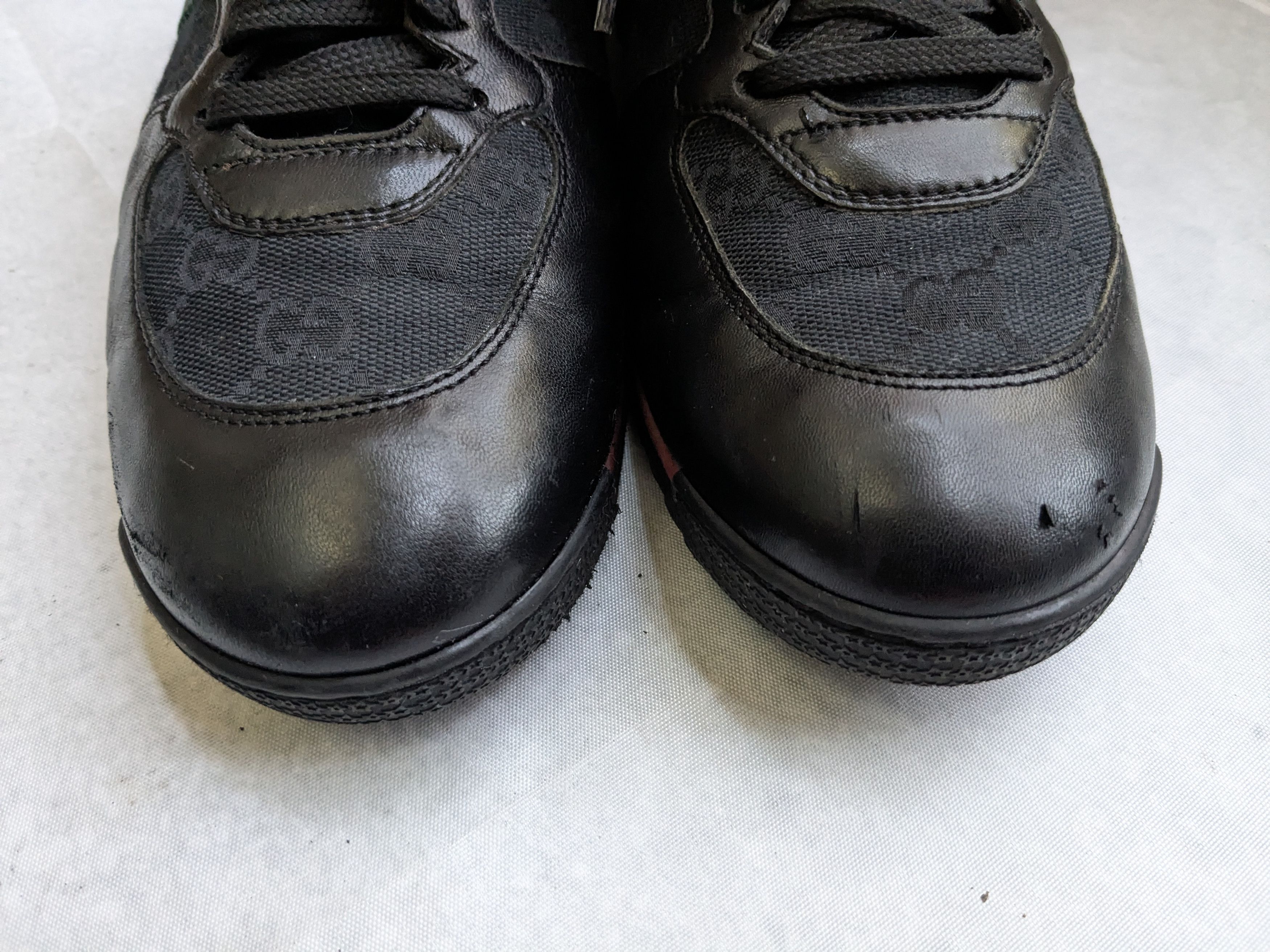 Gucci Gucci Sneakers Black 9.5 Web Leather Low Tops Size US 9.5 / EU 42-43 - 4 Thumbnail