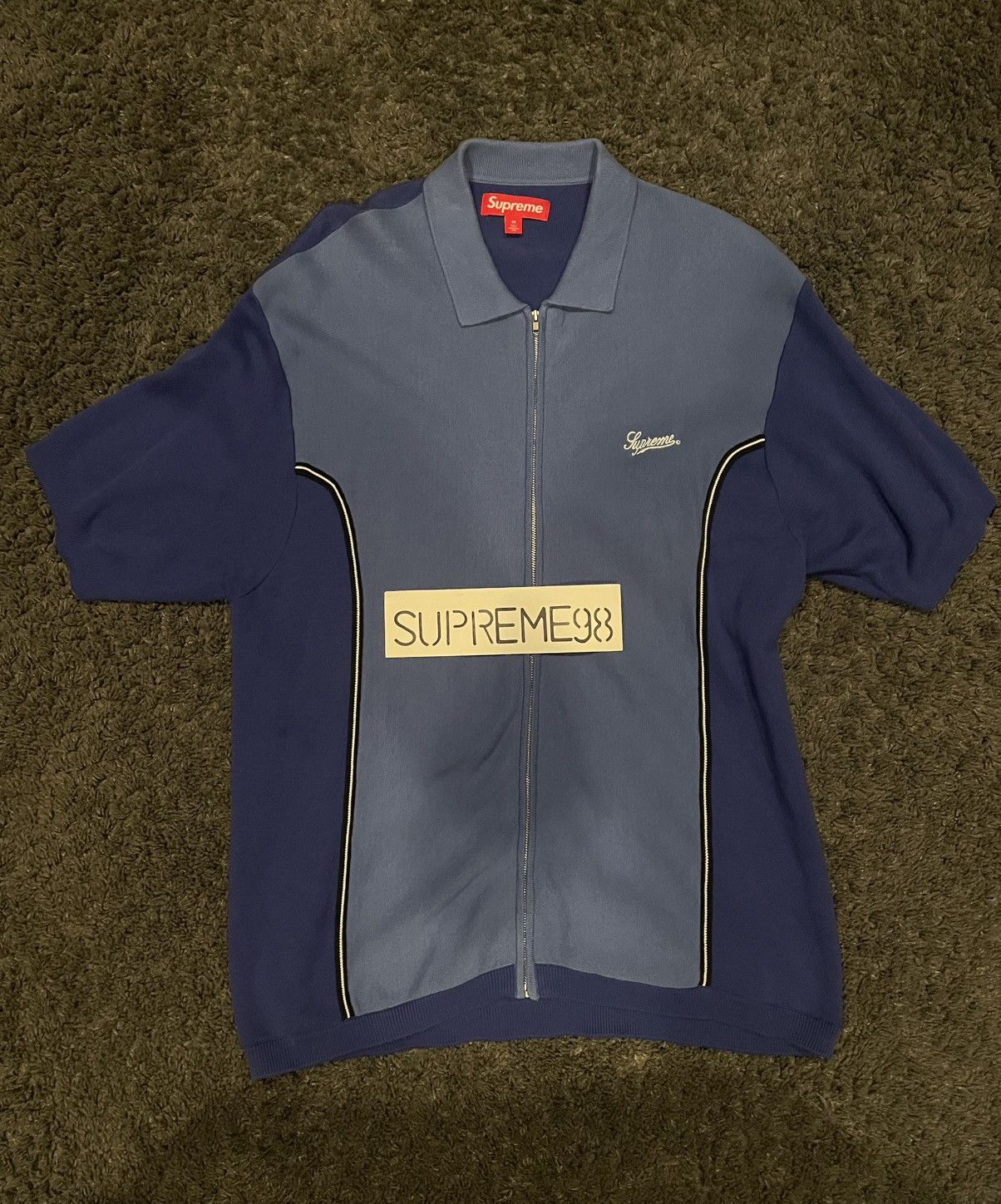 Supreme Abstract textured zip up polo | Grailed