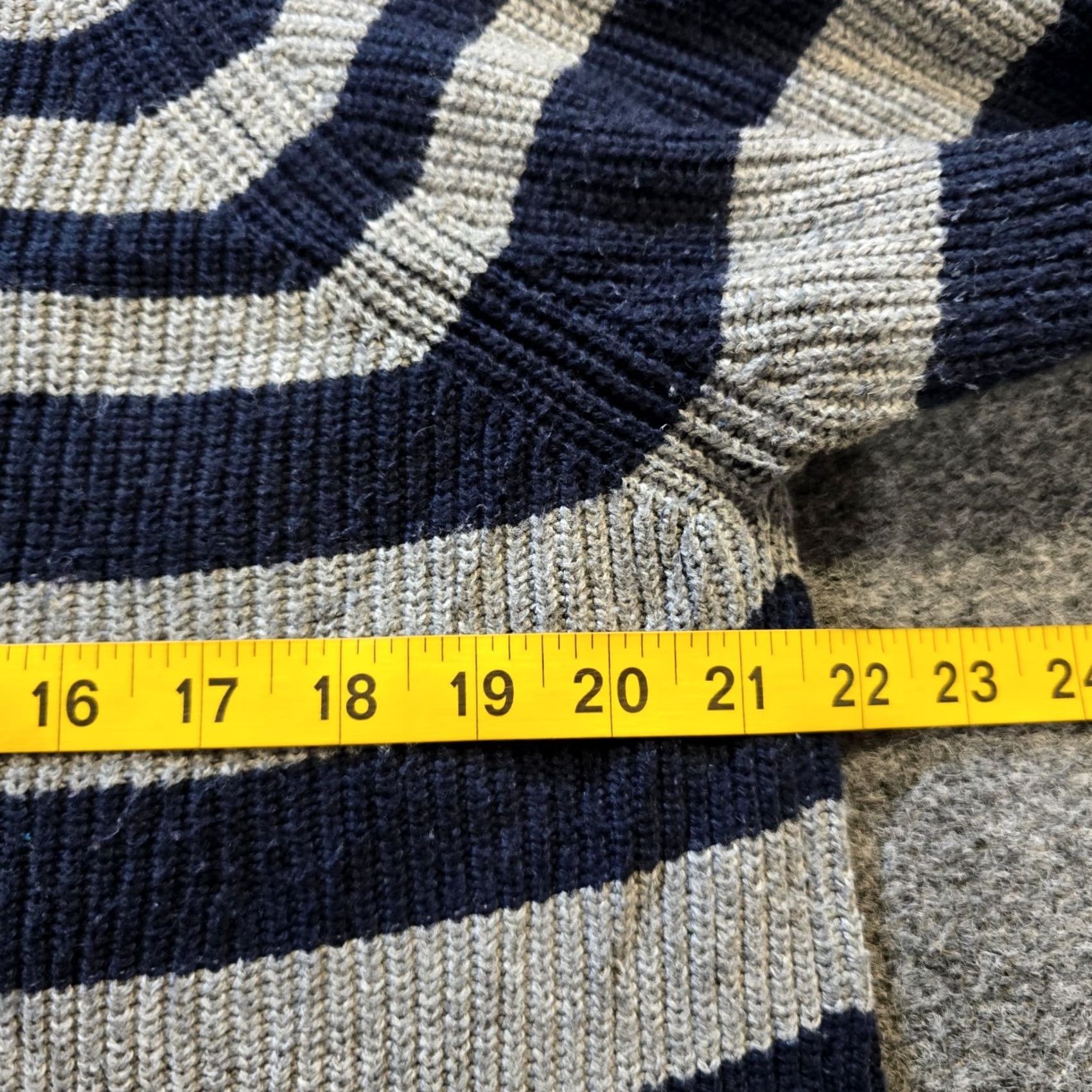 Vintage FOIL Sweater Womens Size L Blue Striped Merino Wool Blend Chunky Knit Casual Pullover Knit Square Neck Long Sleeve Regular Modern Classic Womens Size L / US 10 / IT 46 - 5 Thumbnail