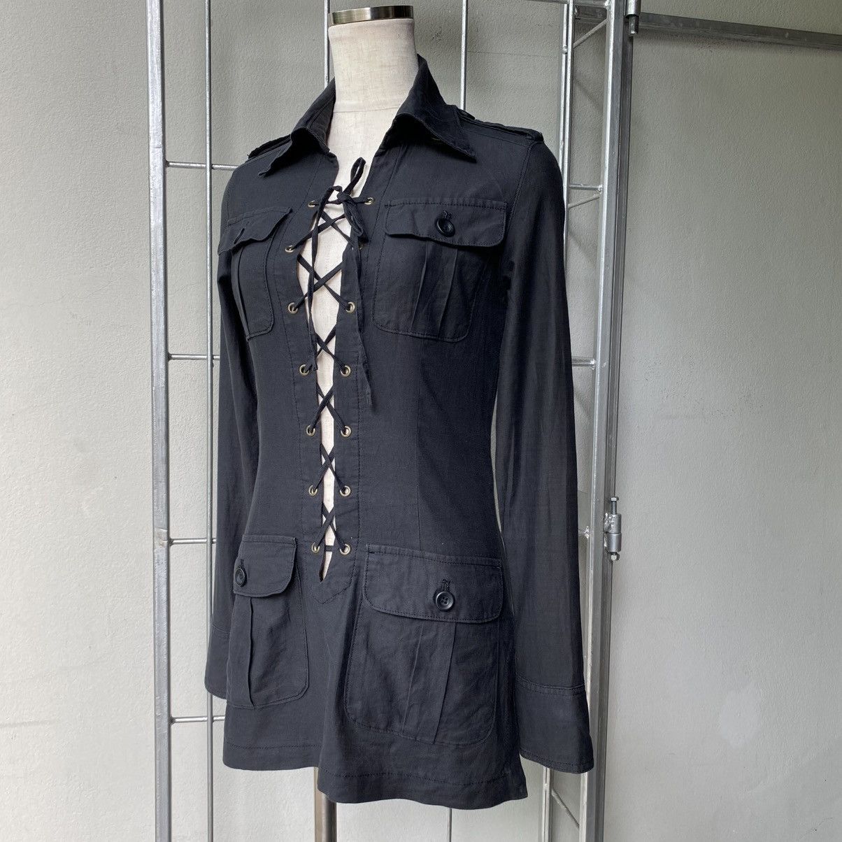 Le Grande Bleu (L.G.B.) LGB LE GRAND BLEU Y2K Punk Black Lace-Up Military Dress Size S / US 4 / IT 40 - 21 Thumbnail