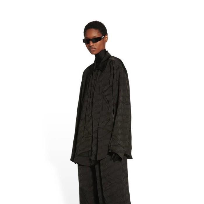 Balenciaga o1tr1nto0526 BB Monogram Minimal Shirt in Black Size S / US 4 / IT 40 - 4 Thumbnail