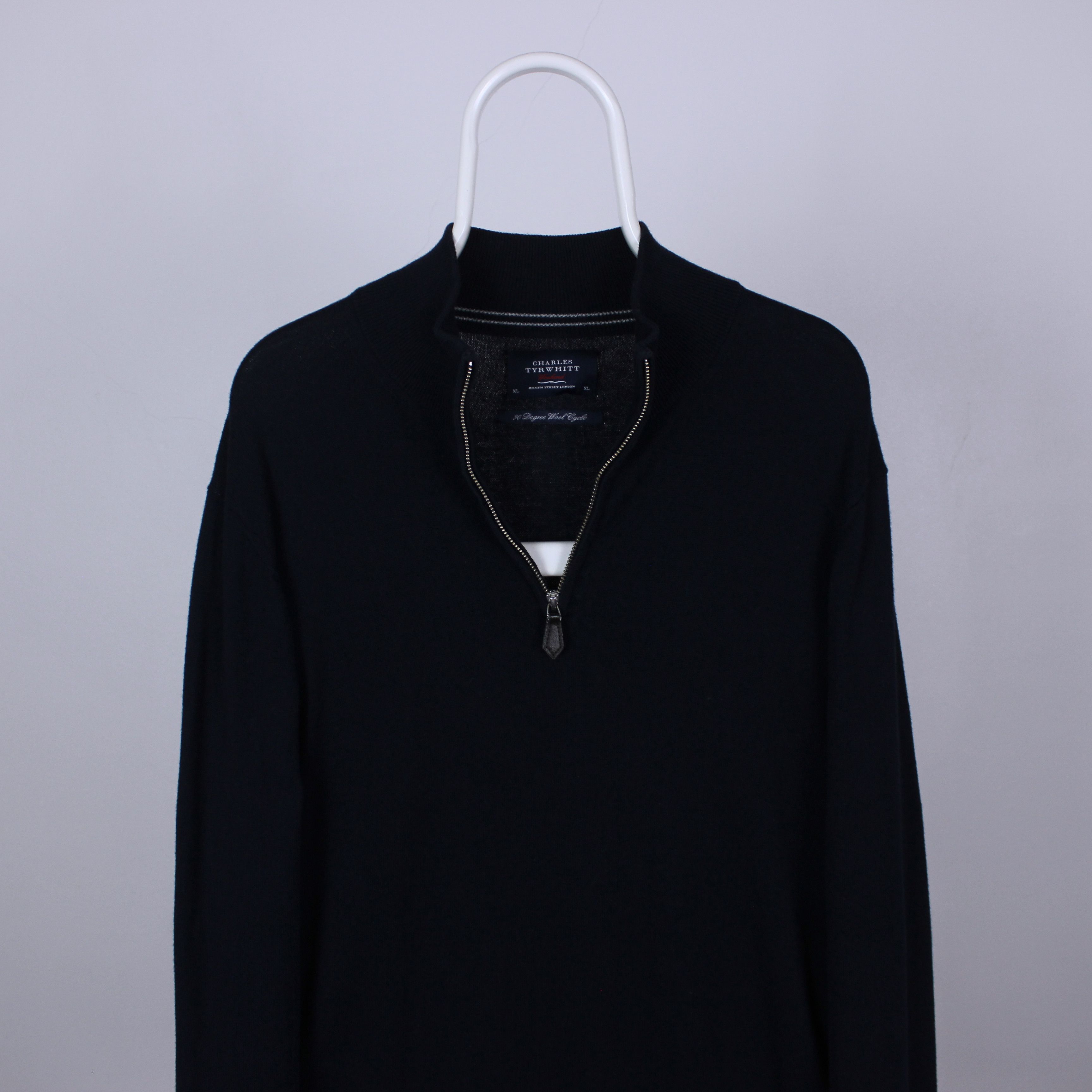 Charles Tyrwhitt Charles Tyrwhitt jumper sweater zip 3/4 L XL Blue cashmere Size US XL / EU 56 / 4 - 2 Thumbnail