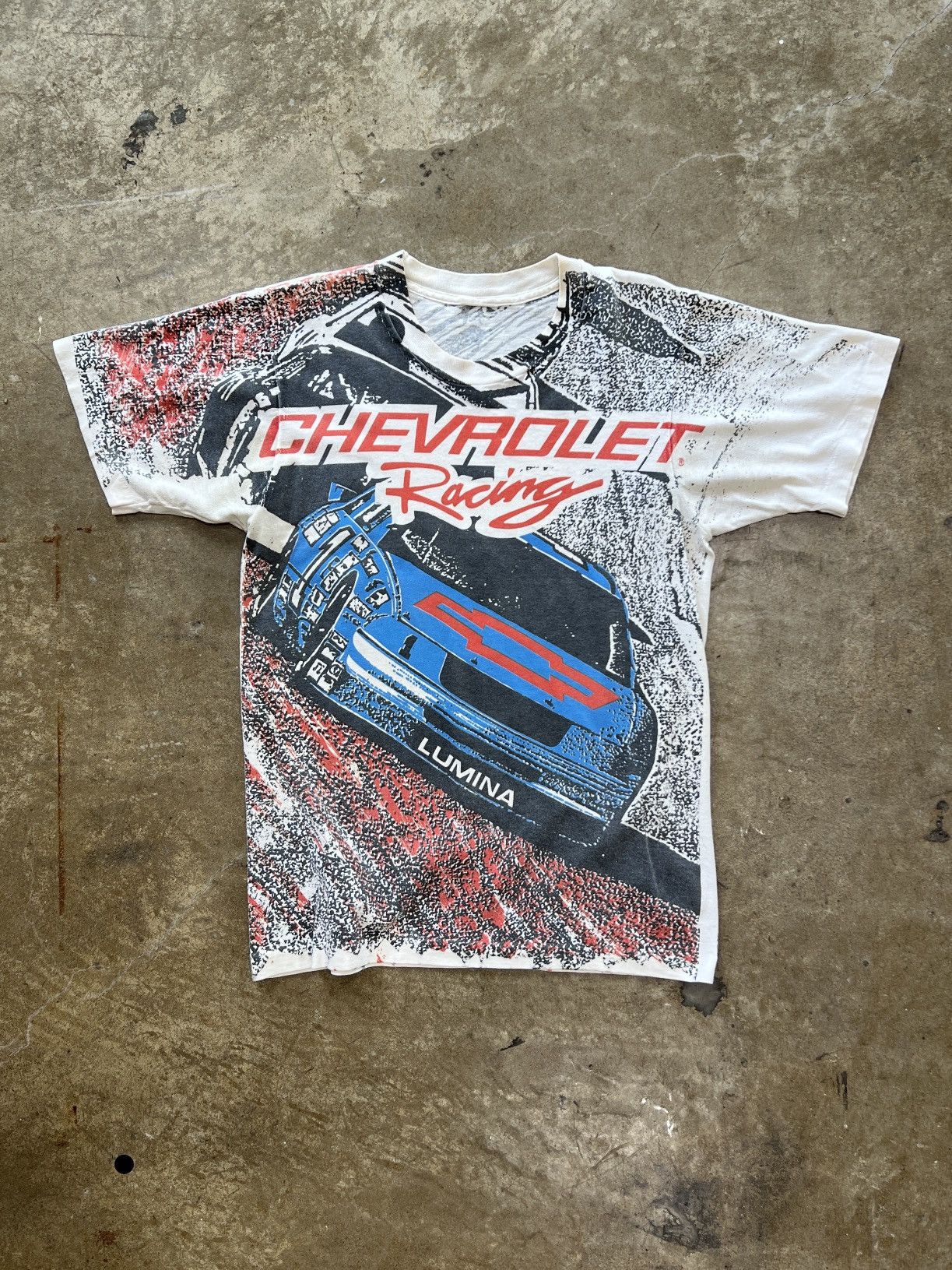 NASCAR Vintage 90s AOP Chevrolet Chevy Racing Tee Medium Size US M / EU 48-50 / 2 - 2 Thumbnail