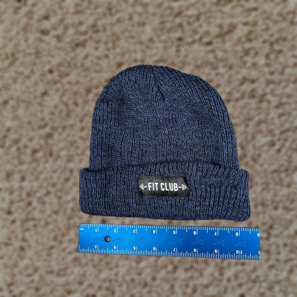 Vintage Unbranded Beanie Adult One Size Blue Black Knit 100% Acrylic Ski Fit Club In Shape Toque Size ONE SIZE - 1 Thumbnail