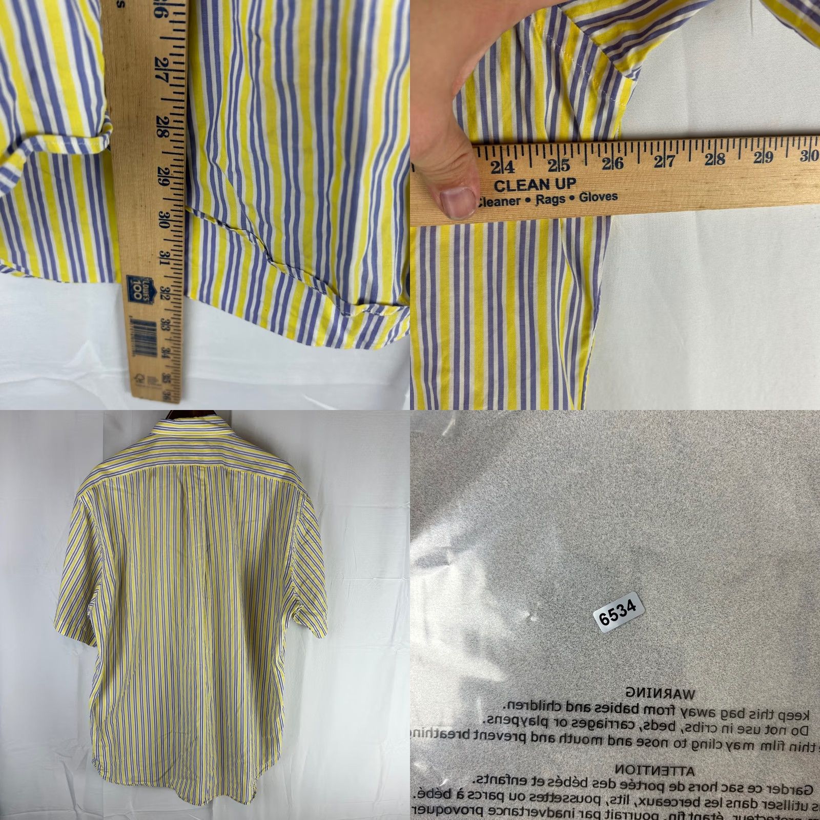 Ralph Lauren Ralph Lauren Blake Striped Shirt Mens Large Yellow Purple Short Sleeve Button-Down Button-Up Embroidered Pony Casual Summer Cotton Size US L / EU 52-54 / 3 - 8 Thumbnail