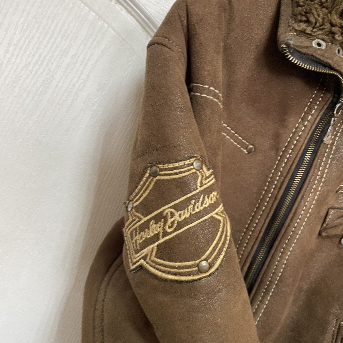 Harley Davidson × Vintage 90s brown Vintage Harley Davidson Jacket bomber ma1 avia fly Size US M / EU 48-50 / 2 - 5 Thumbnail