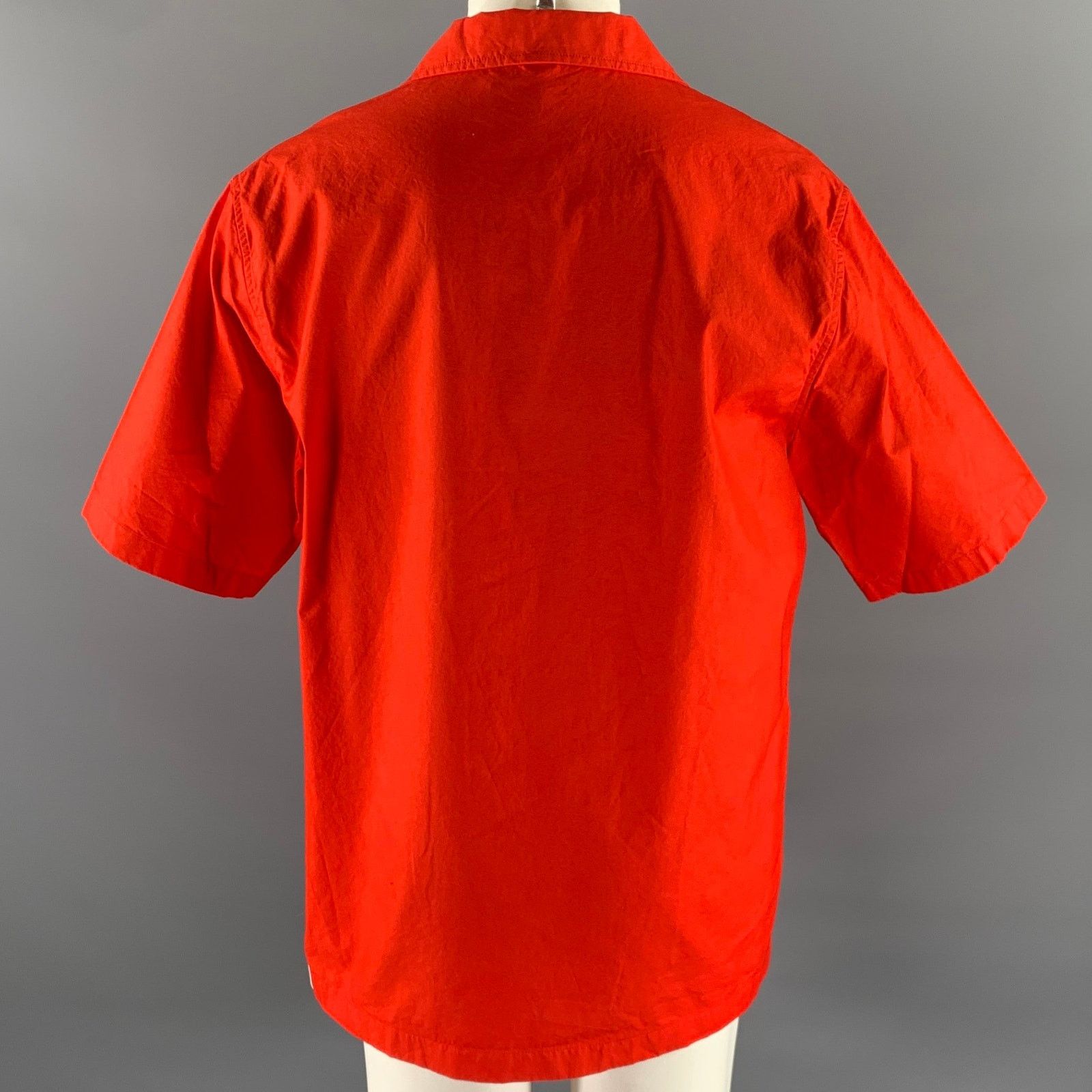 Jil Sander JIL SANDER Size L Red Cotton Camp Short Sleeve Shirt Size US L / EU 52-54 / 3 - 4 Thumbnail