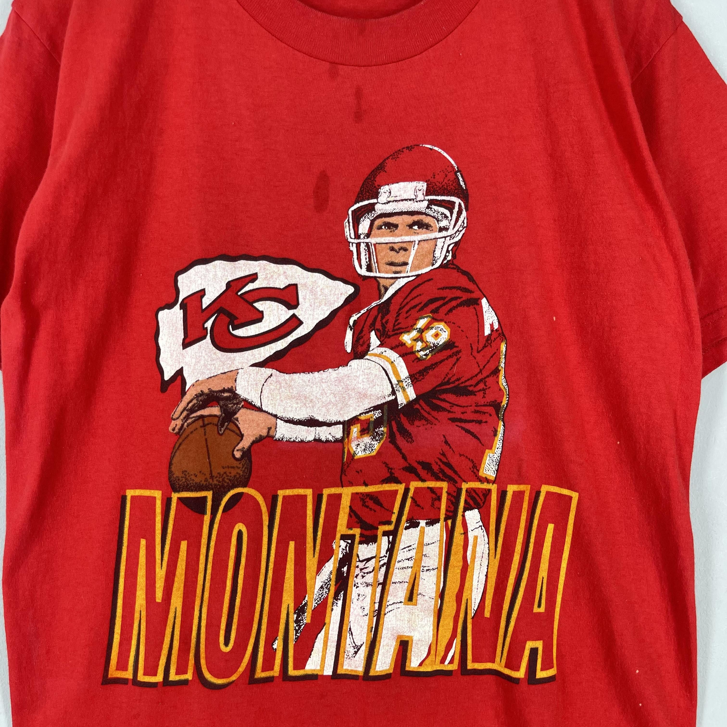 NFL Vintage 90s Kansas City CHIEFS Sun Faded Joe Montana Tshirt Size US M / EU 48-50 / 2 - 2 Thumbnail