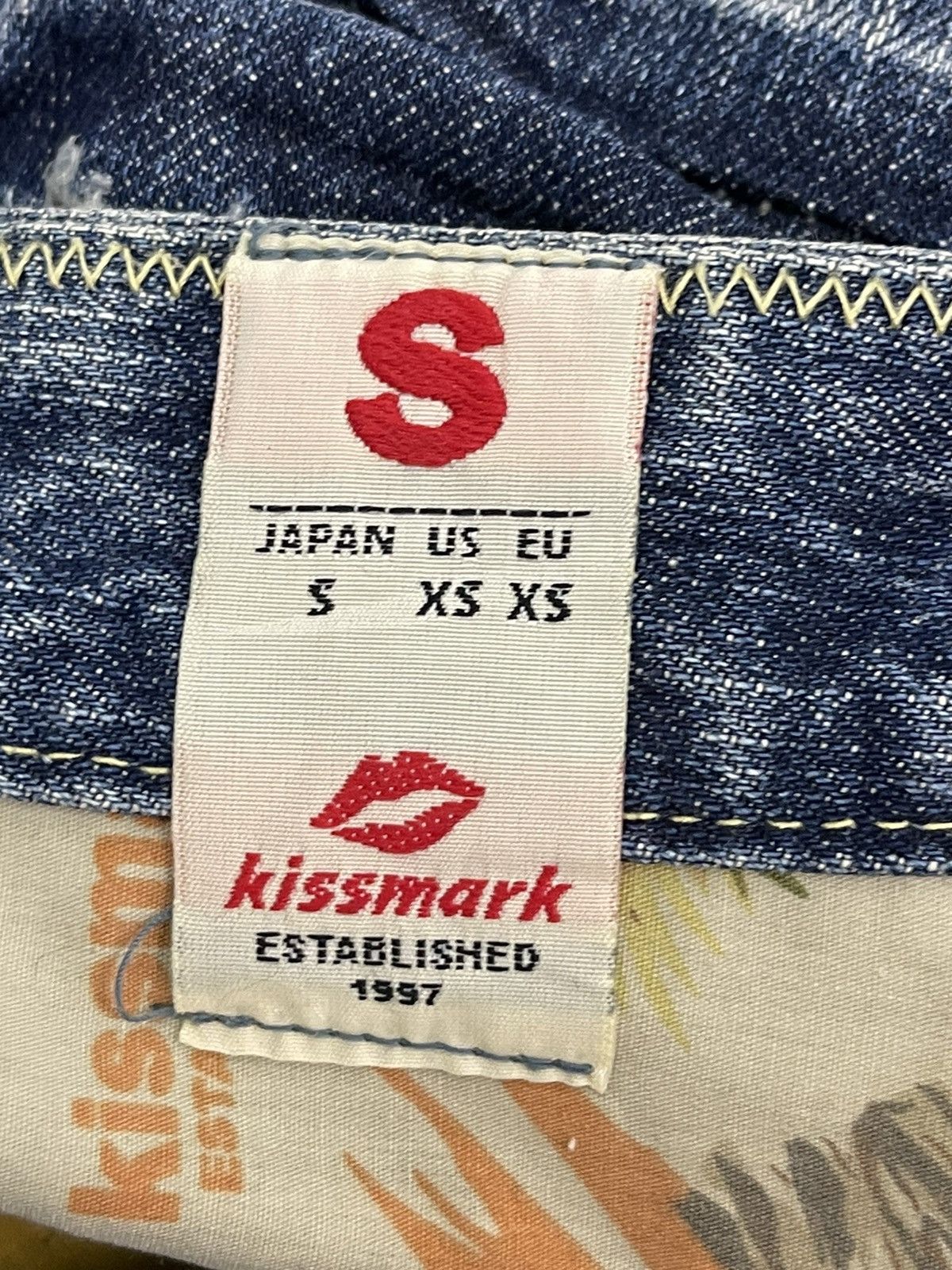 Japanese Brand Flare Jeans Kissmark Faded Distress Boot Cut 8🟦2 Size US 31 - 19 Thumbnail