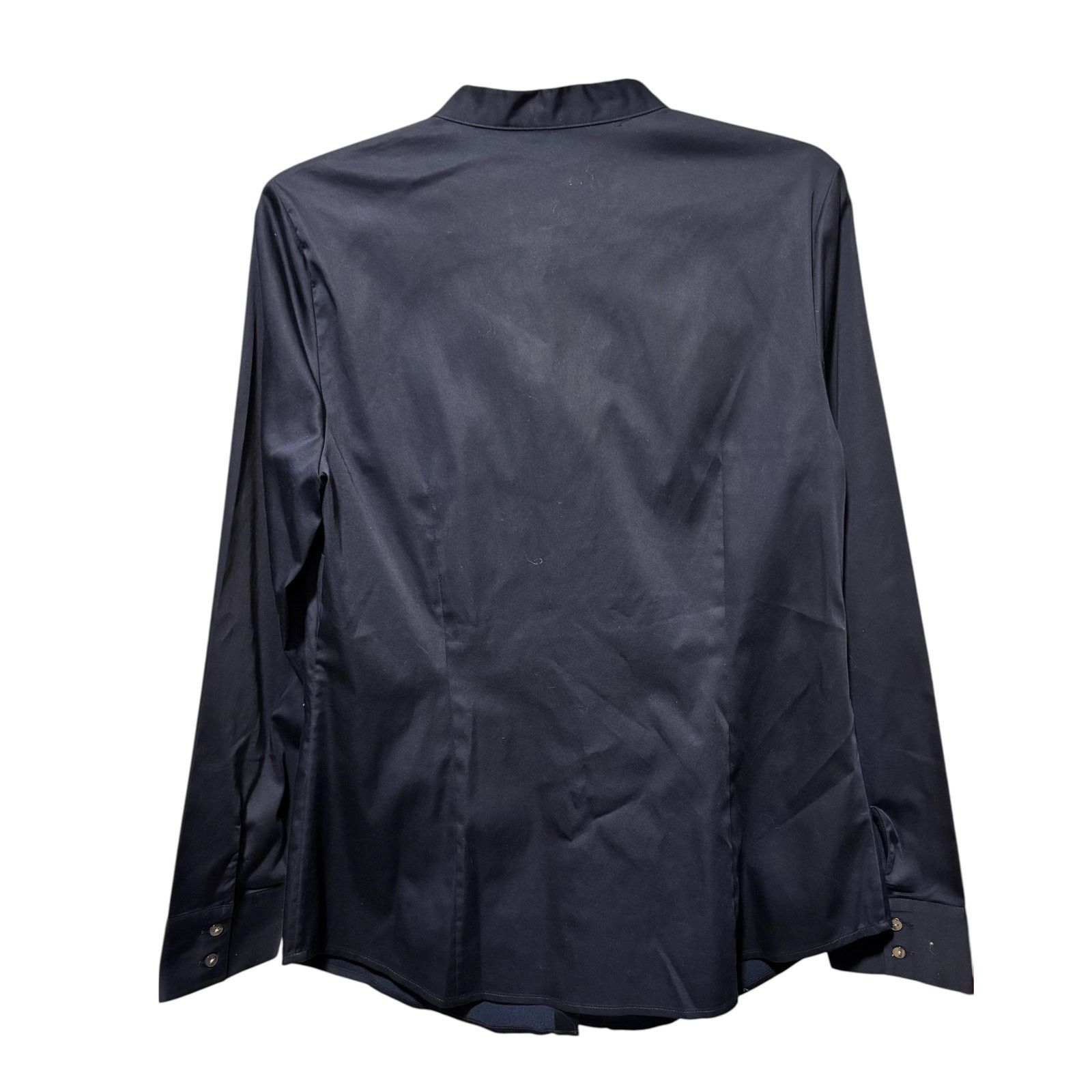 Ann Taylor Ann Taylor Loft Navy Blu Front Button Ruffle Top Long Sleeve Size XL / US 12-14 / IT 48-50 - 4 Thumbnail