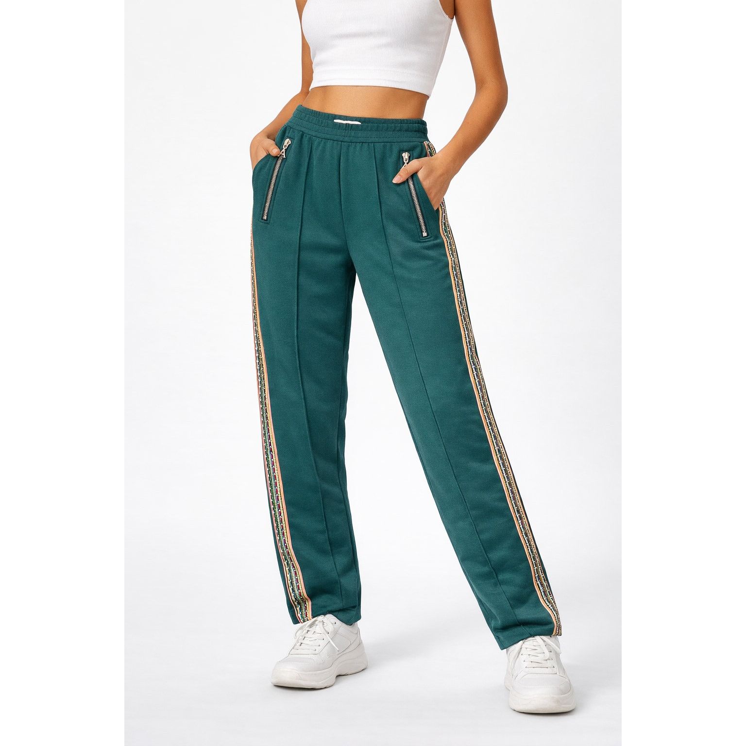 Area AREA Emerald Green Pants Stripe Zip Pocket size XS C4 Size 24" / US 00 / IT 34 - 1 Thumbnail