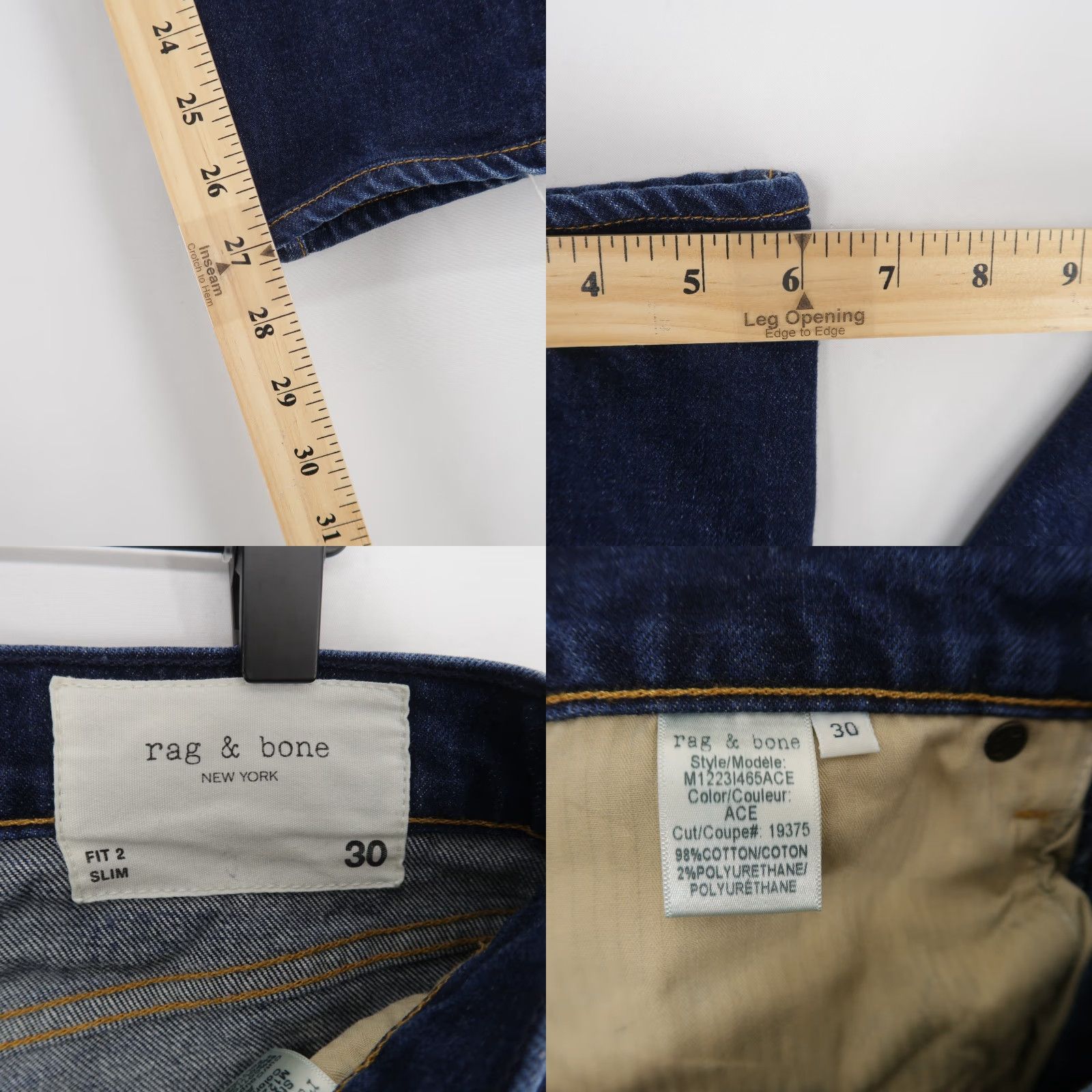 Rag & Bone rag & bone Fit 2 Jeans Men's 30 Blue Slim Denim 5-Pocket Button Fly Modern Tapered Vintage No Size US 30 / EU 46 - 8 Thumbnail