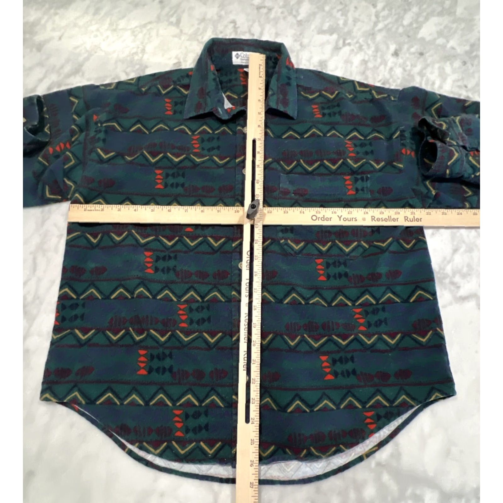 Vintage Columbia Fleece Button Up Women’s Medium Aztec Geometric Long Sleeve Cotton Size M / US 6-8 / IT 42-44 - 6 Thumbnail