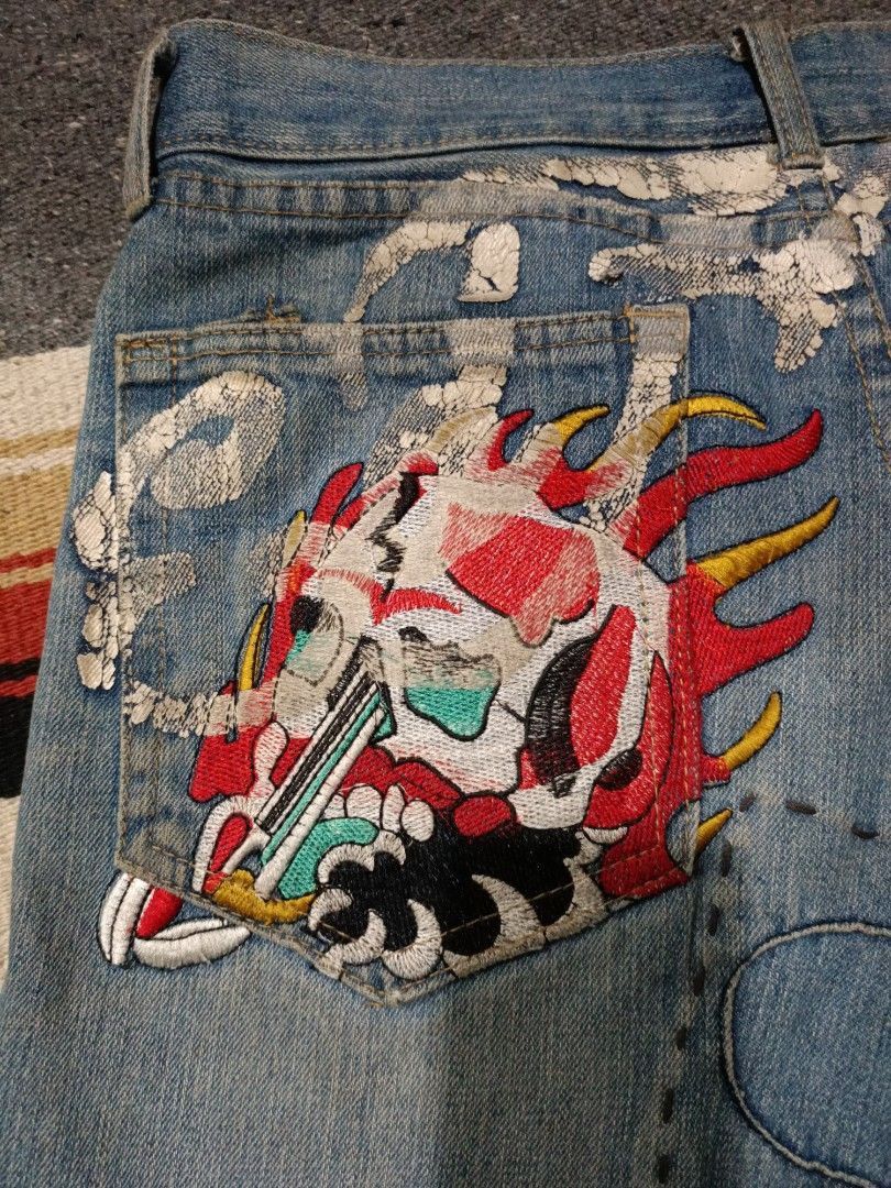 Ed Hardy × Vintage 2000s Ed Hardy Patchwork Embroidered Jeans — Grail Era Piece Size US 32 / EU 48 - 8 Thumbnail