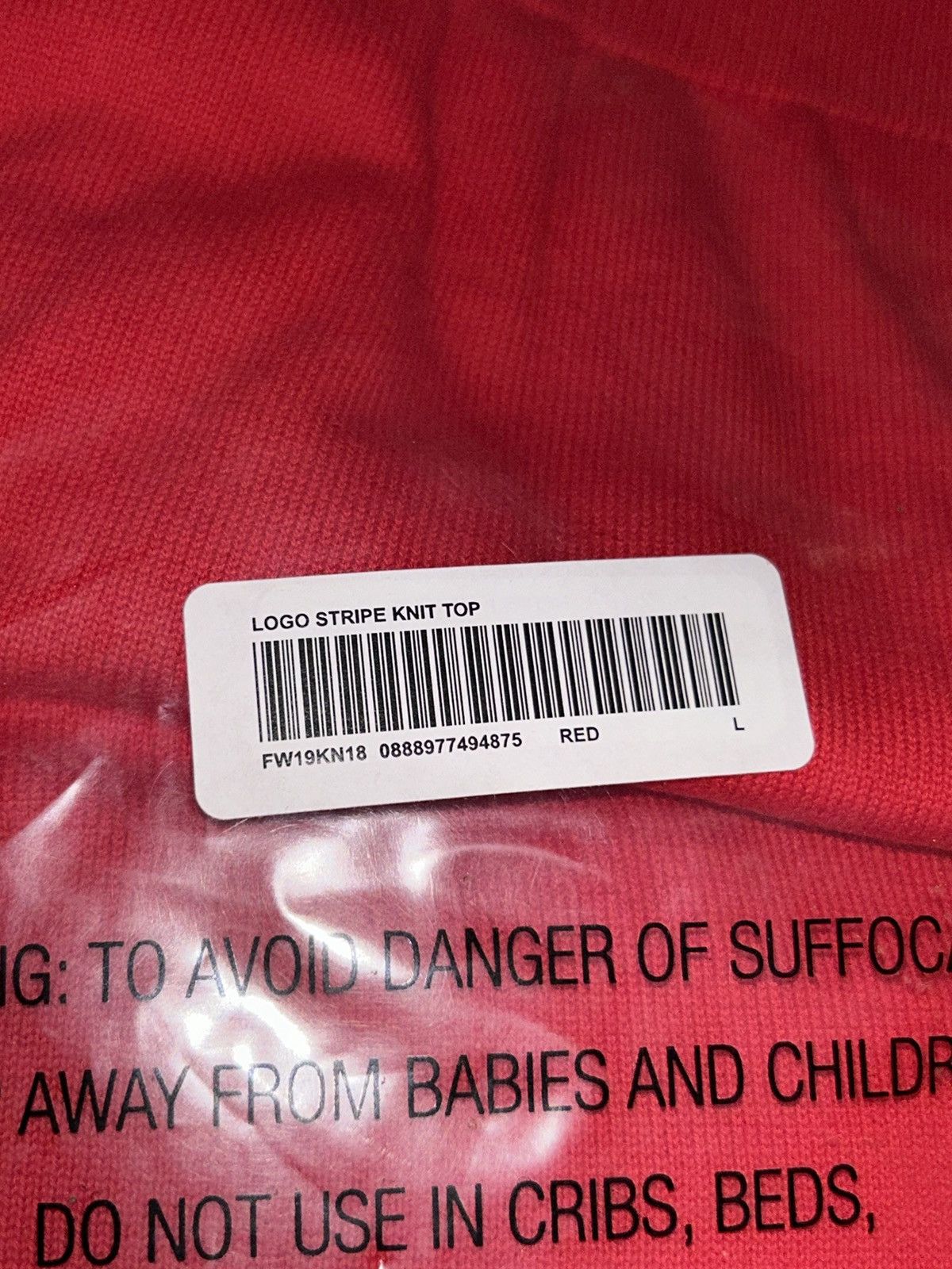 Supreme SUPREME LOGO STRIPE KNIT TOP RED FW19 LARGE BRAND NEW Size US L / EU 52-54 / 3 - 7 Thumbnail