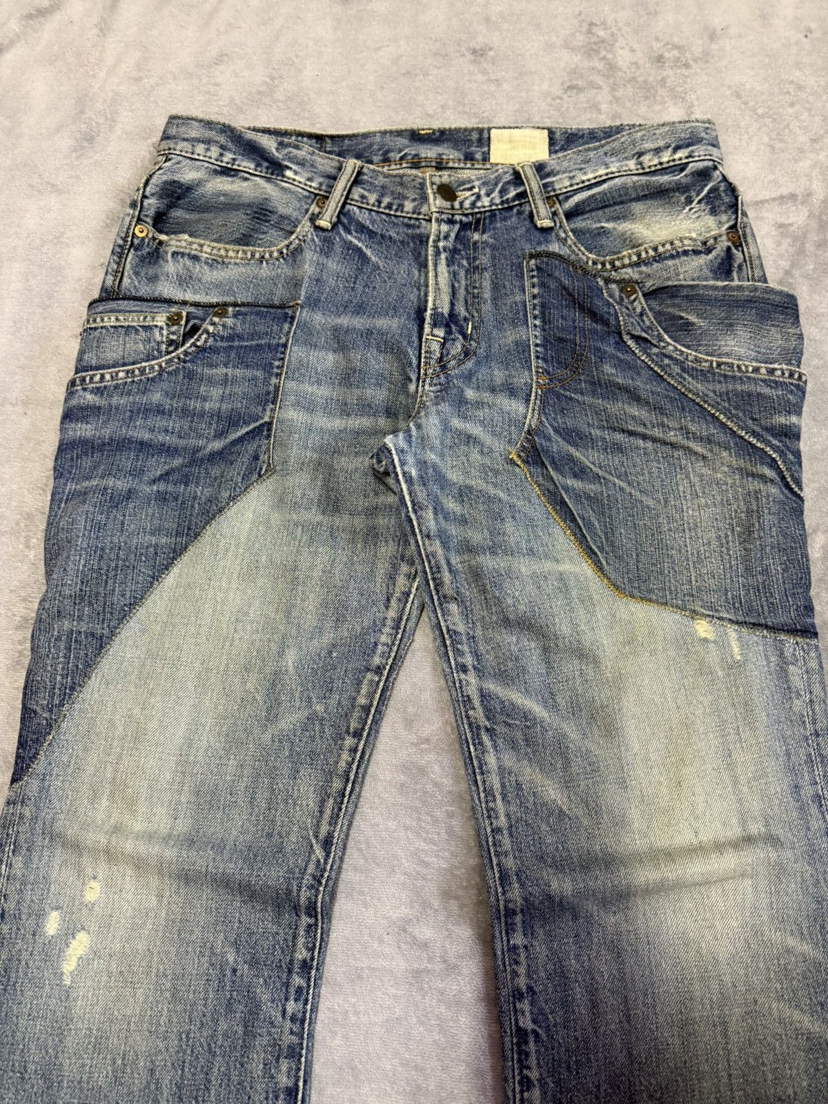 Japanese Brand × Le Grande Bleu (L.G.B.) Antgauge Japan Asymmetrical Pocket Double Waist Fade Jeans Size US 32 / EU 48 - 3 Thumbnail