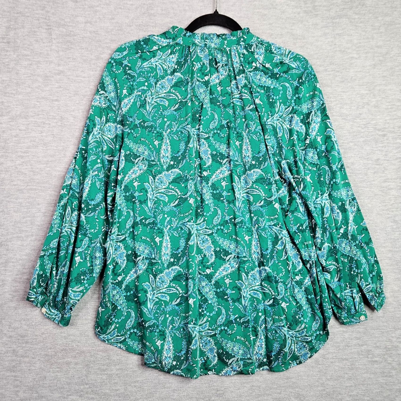 J. Jill J. Jill Blouse Paisley 3/4 Sleeve Green S Women's V-Neck Rayon Viscose Casual Shirt/Blouse Regular Fit Size S / US 4 / IT 40 - 2 Thumbnail