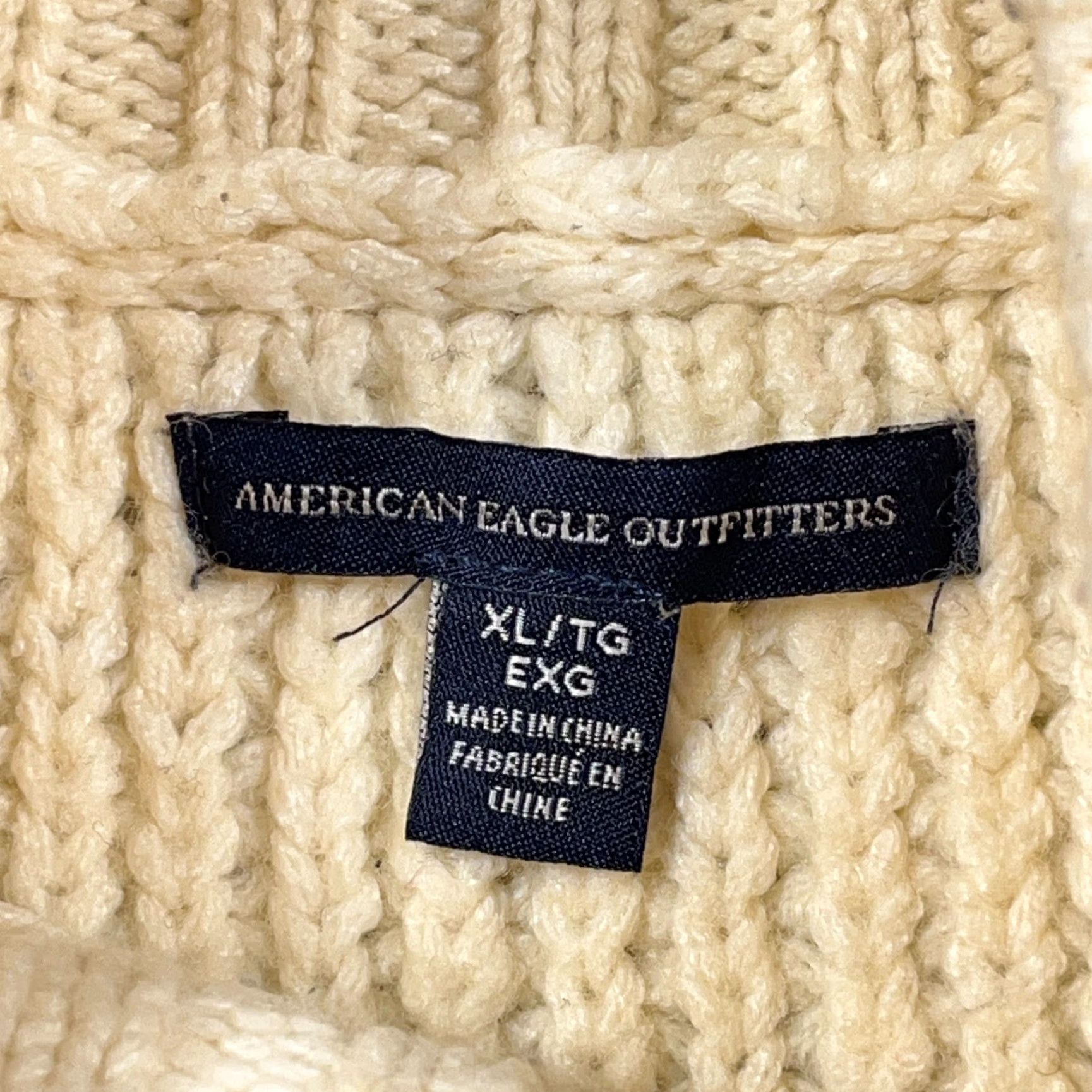 American Eagle Outfitters American Eagle Outfitters Sweater Women XL Ivory Turtleneck Cable-Knit Wool Blend Oversized Pullover Winter Casual Mens? Size XL / US 12-14 / IT 48-50 - 2 Thumbnail