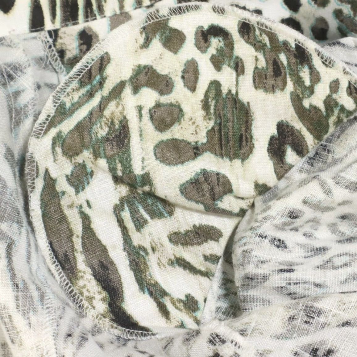 Vintage Chicos Jacket Women's White Leopard Print Open Front Linen 3 Size XS / US 0-2 / IT 36-38 - 6 Thumbnail