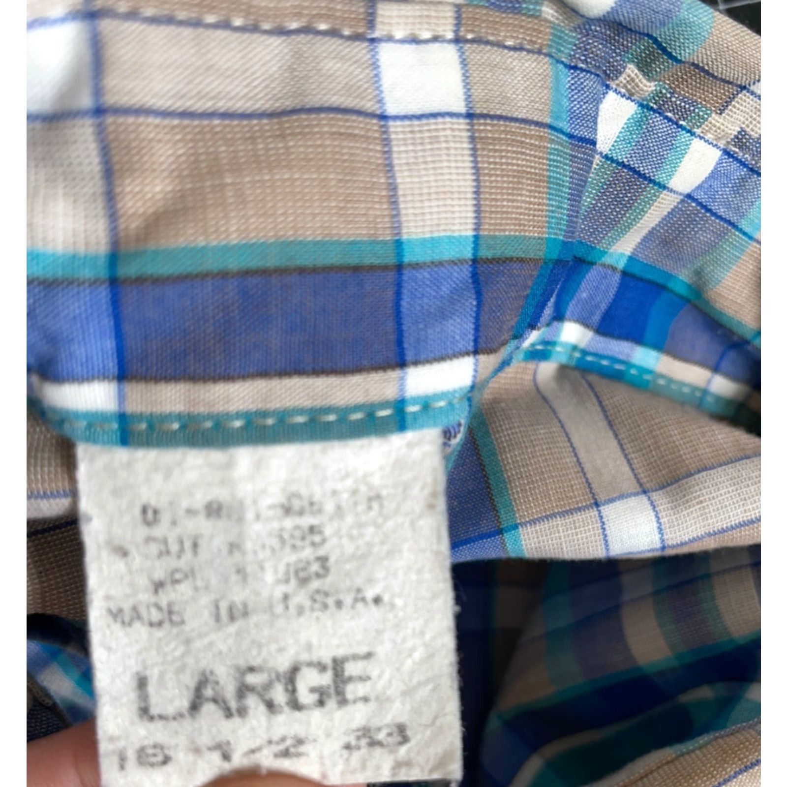 Vintage VINTAGE 80s Western Shirt Plaid Gray Blue Pearl Snap Lightweight Cotton Blend Cowboy Size US L / EU 52-54 / 3 - 3 Thumbnail