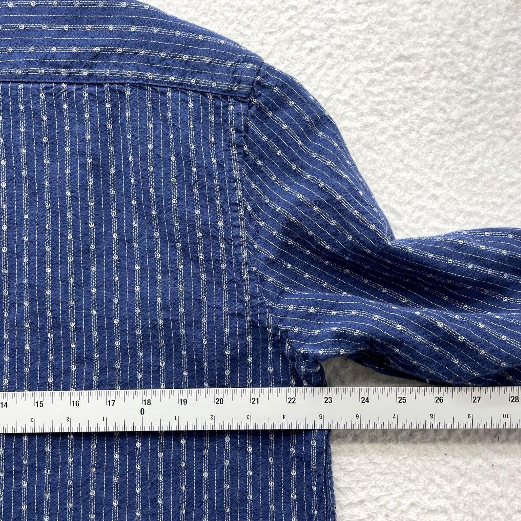 Banana Republic Banana Republic Shirt Mens Large Blue Linen Blend Button-Up Collared Geometric Striped Classic Casual Size US L / EU 52-54 / 3 - 7 Thumbnail