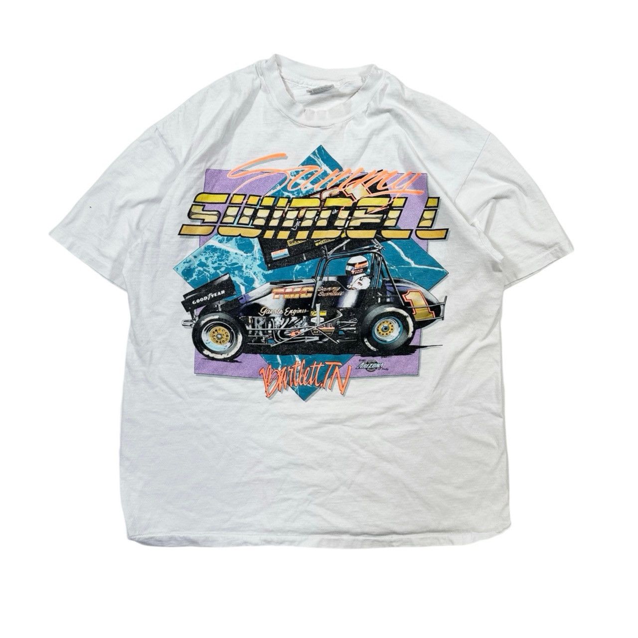 Vintage Vintage 90s Single Stitch Big Print Swindell Graphic T Shirt Size US XL / EU 56 / 4 - 1 Thumbnail