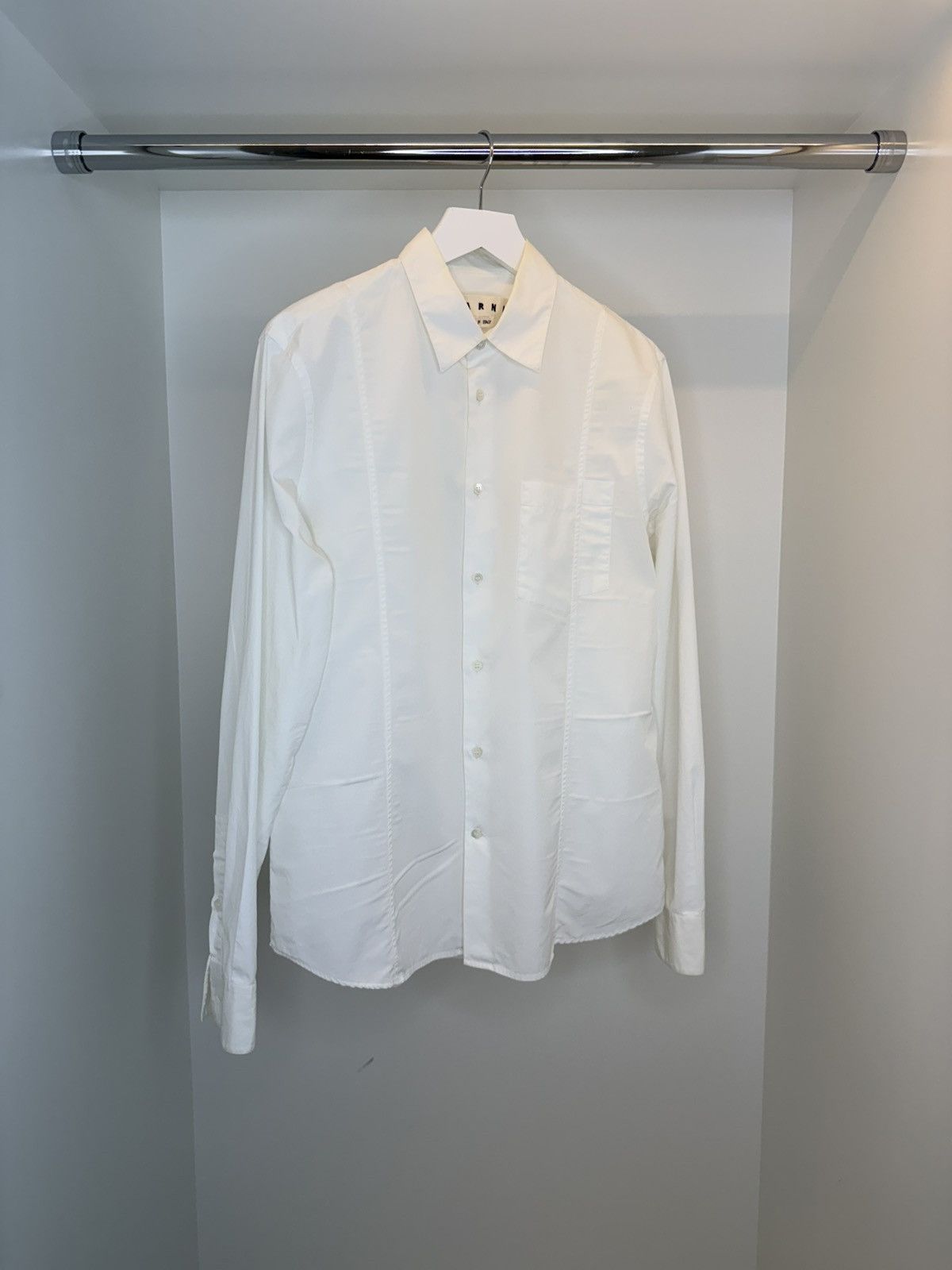 Marni Marni Paneled Cotton Poplin Shirt — White — IT 50 Size US M / EU 48-50 / 2 - 1 Thumbnail