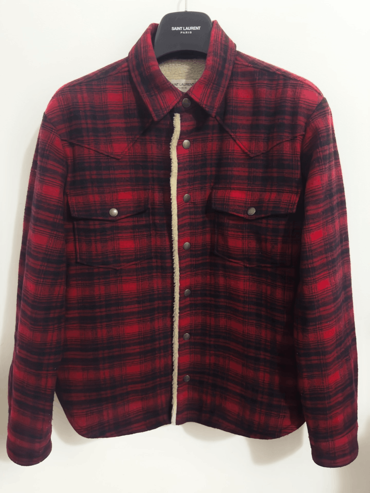 Saint Laurent Paris Saint Laurent Black Red Plaid Shirt Size US S / EU 44-46 / 1 - 1 Thumbnail