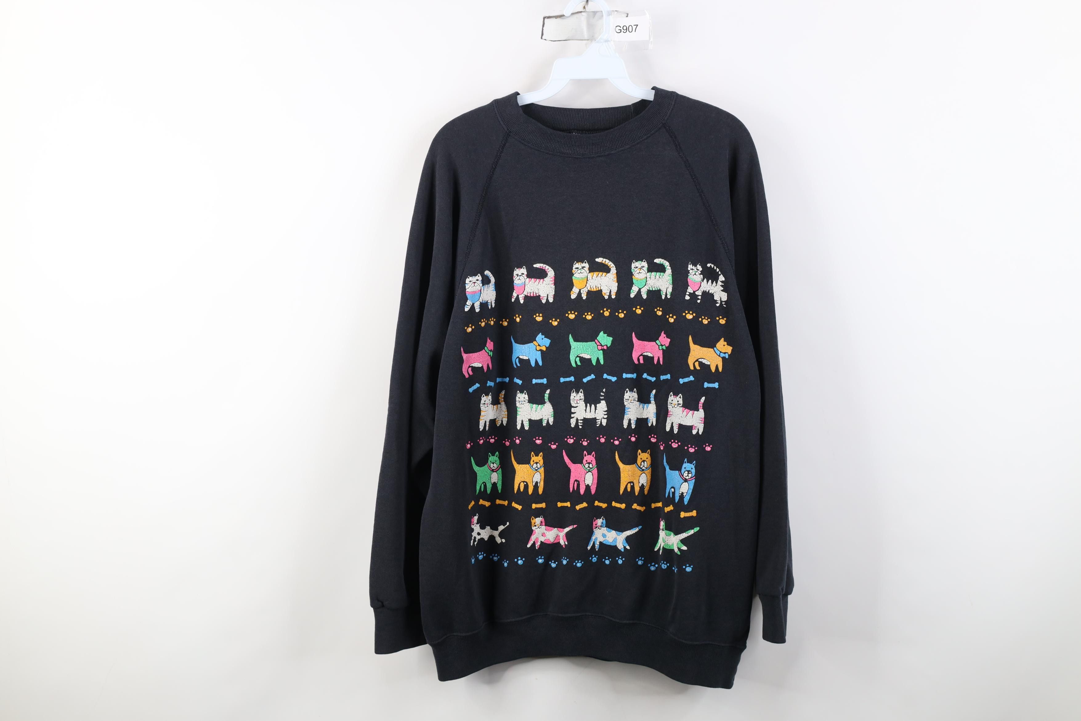 Vintage Vintage 90s Streetwear Cat Kitten Dog Puppy Sweatshirt USA Size ONE SIZE - 1 Thumbnail