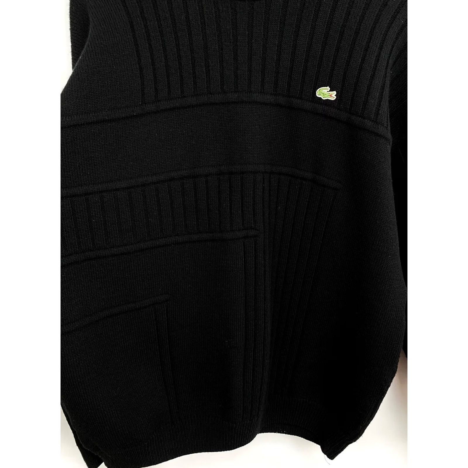 Lacoste VINTAGE Lacoste Sweater Mens XL Wool 90s Black Pullover Asymmetrical France 64 cm Chest 66 cm Length 63 cm Shoulders 52 cm Sleeve Length Size US XL / EU 56 / 4 - 5 Thumbnail