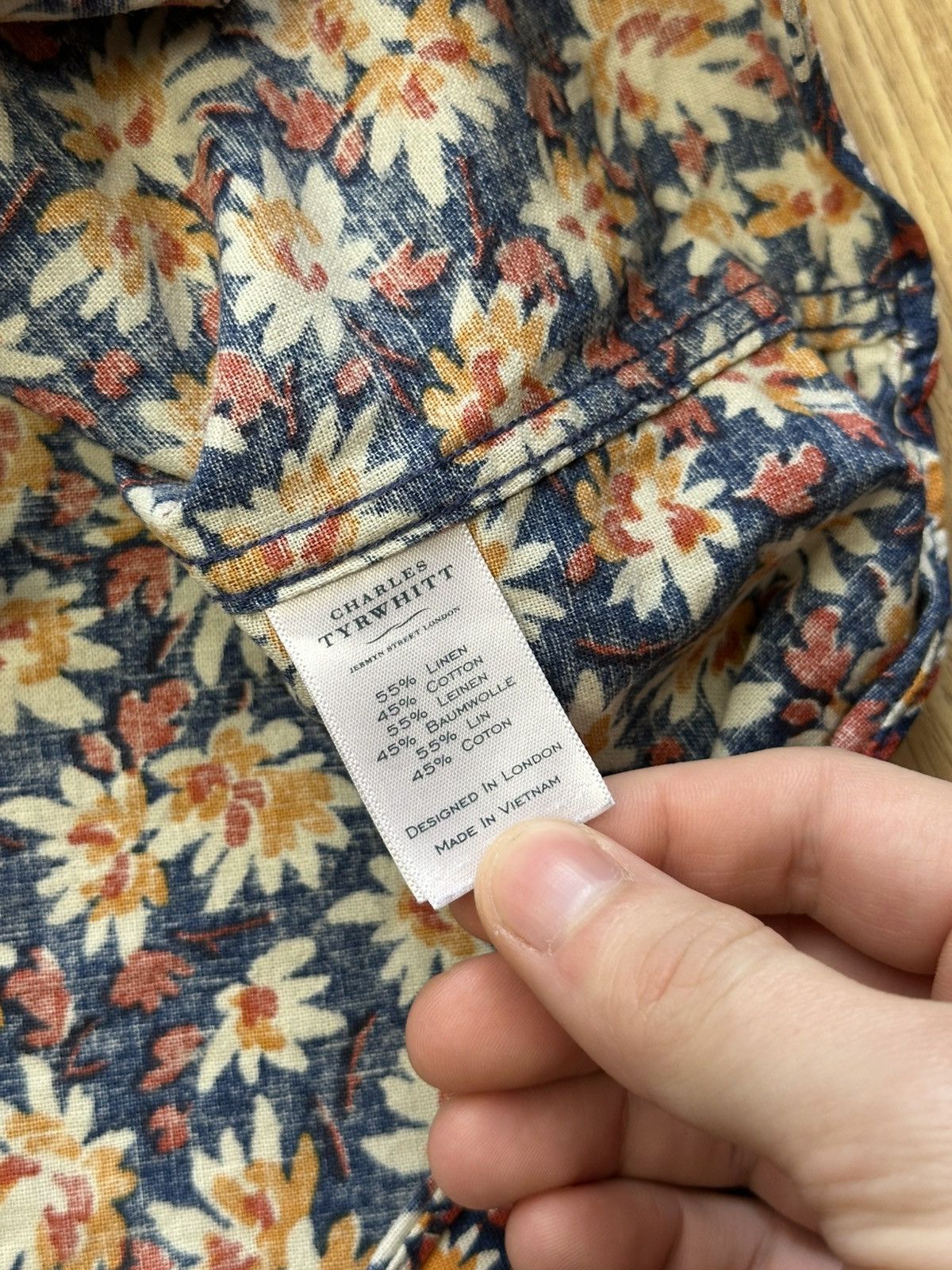 Charles Tyrwhitt 🔥 Charles Tyrwhitt Floral Hawaiian Linen Button Up Shirt Size US S / EU 44-46 / 1 - 4 Thumbnail