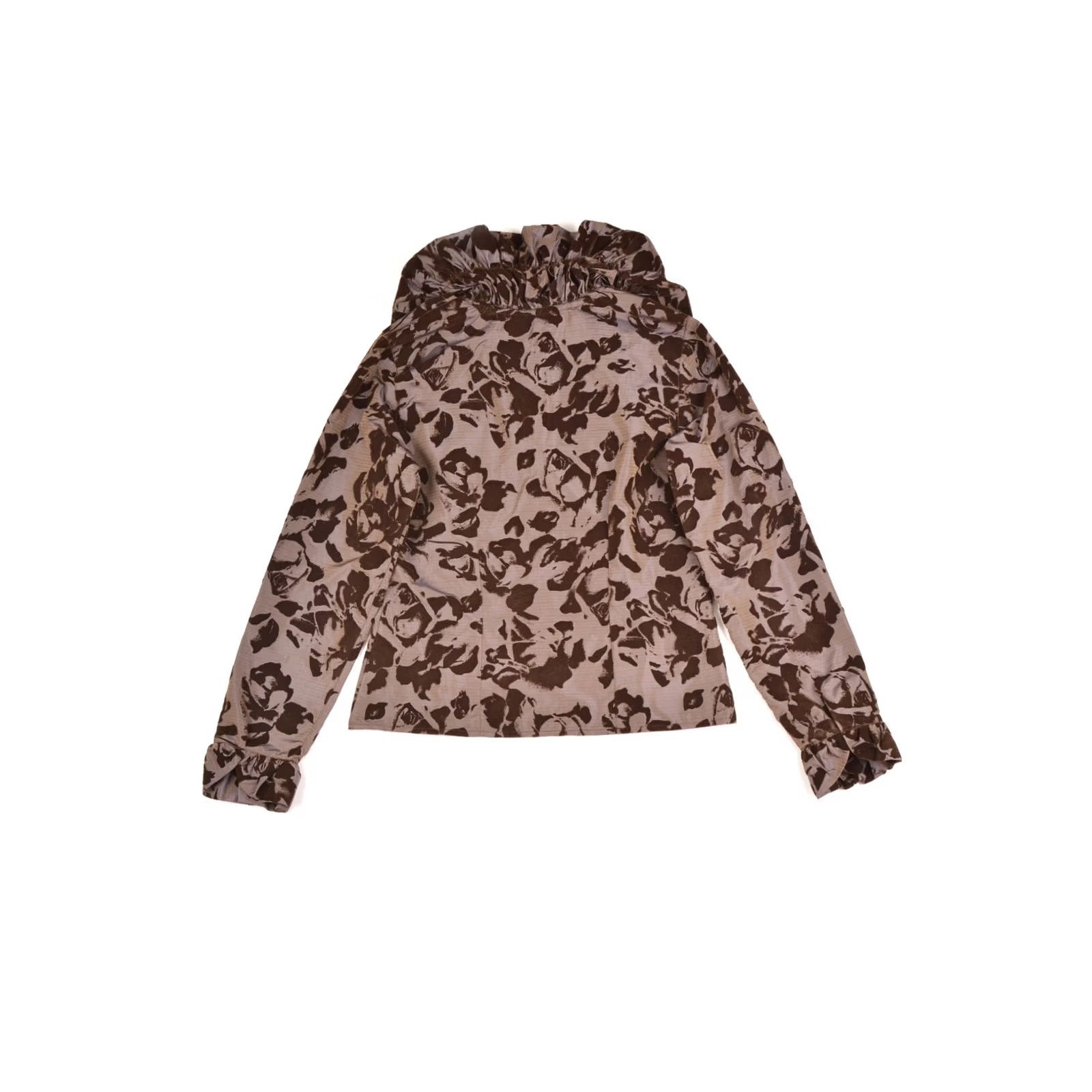 ANNE FONTAINE Anne Fontaine Womens Floral Blazer Jacket Ruffled Collar Brown Size 2 Size XS / US 0-2 / IT 36-38 - 6 Thumbnail