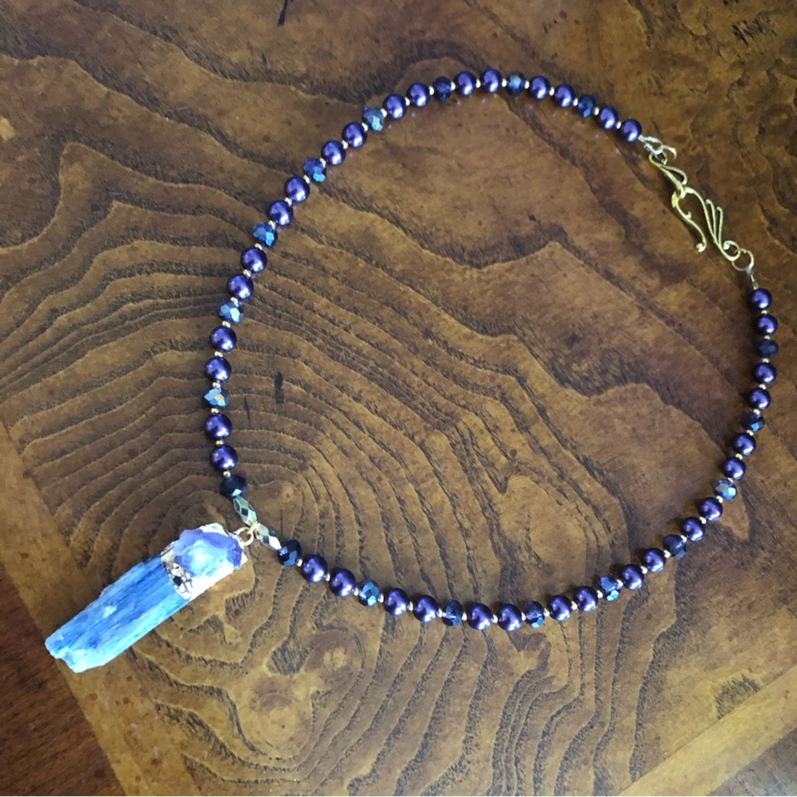 Handmade Handcrafted repurpose kyanite and amethyst Pearl necklace Size ONE SIZE - 10 Thumbnail