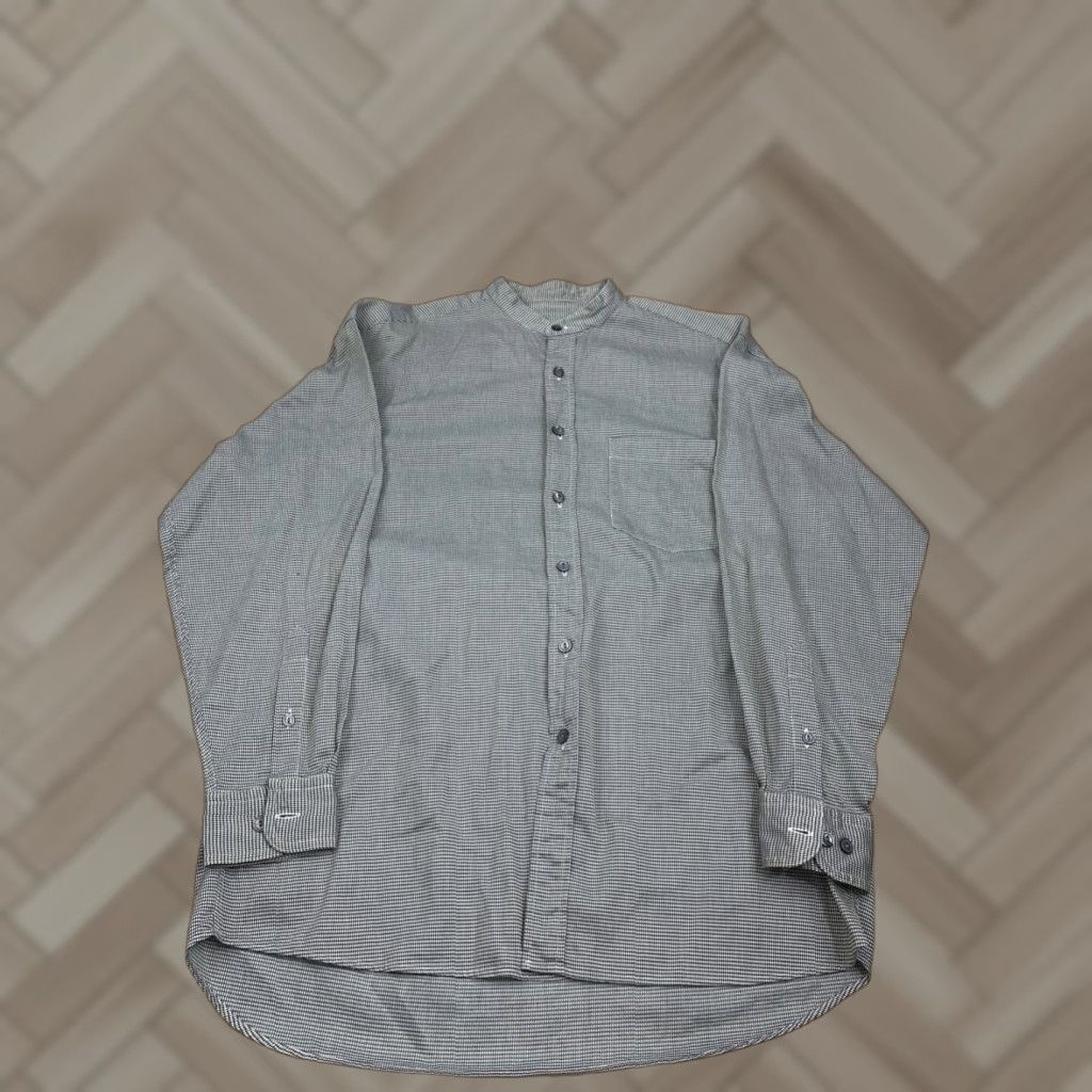 Evergreen Evergreen Button-Down Long Sleeve Shirt Check M Mock Neck Casual Mens Shirt Black/White Regular Cotton Size US M / EU 48-50 / 2 - 1 Thumbnail