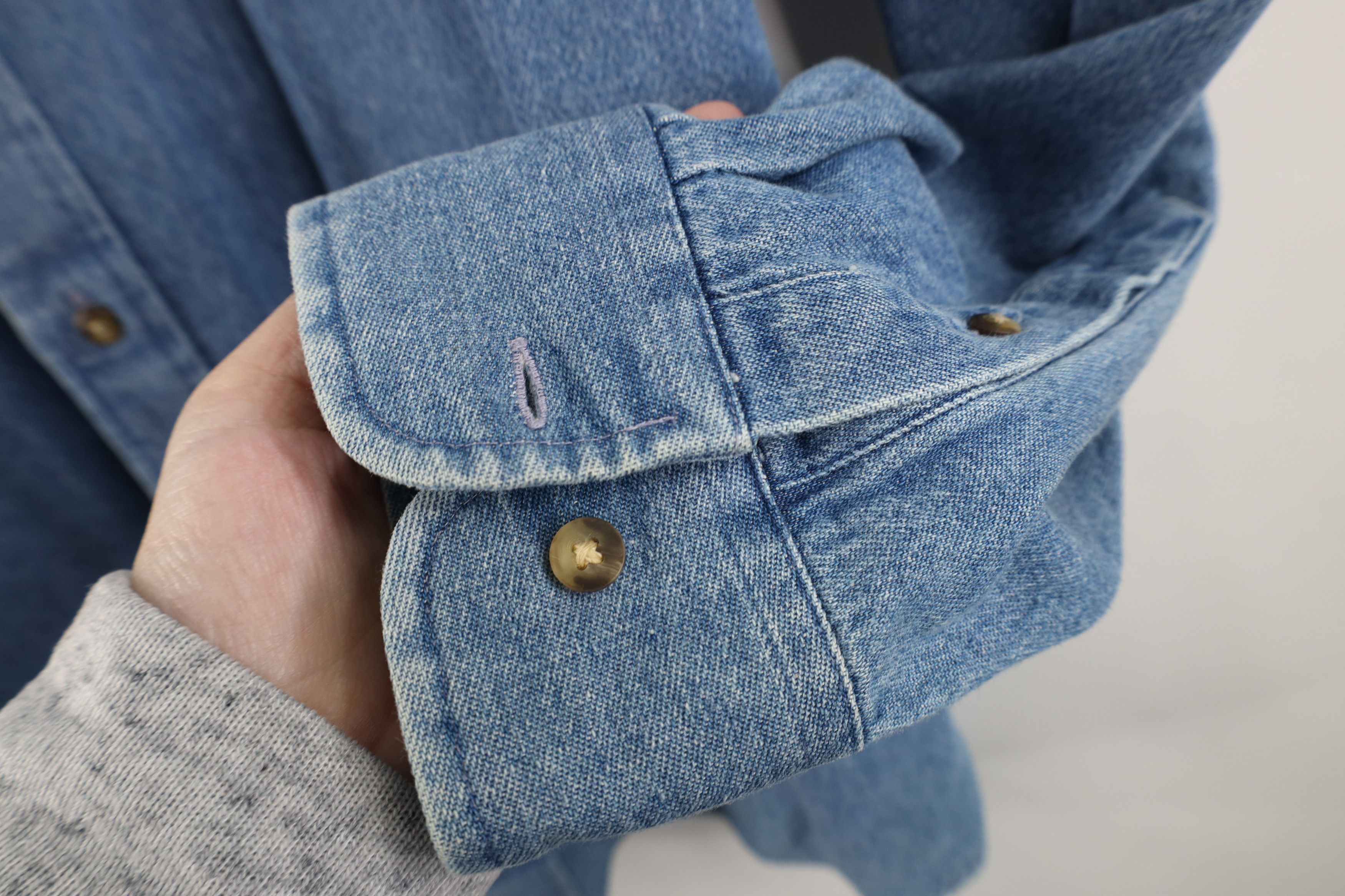 Vintage Vintage 90s Streetwear Collared Denim Jean Button Down Shirt Size US L / EU 52-54 / 3 - 9 Thumbnail