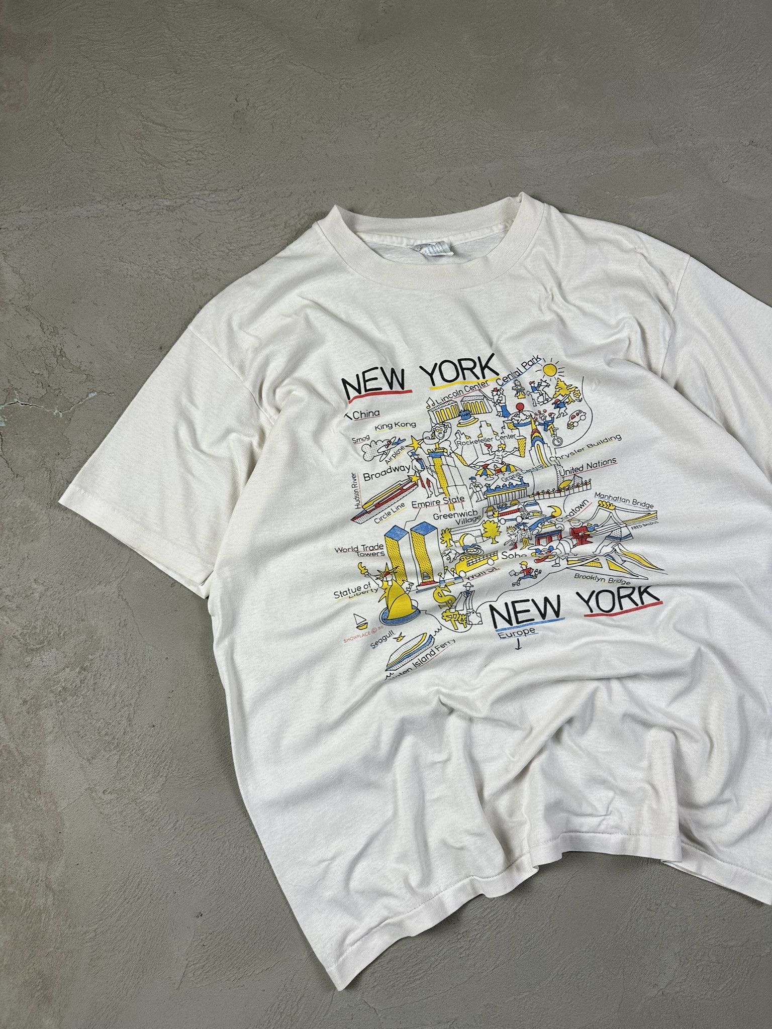 Hanes 80s Vintage New York City Map Graphic Singlestitch T-shirt Size US L / EU 52-54 / 3 - 2 Thumbnail